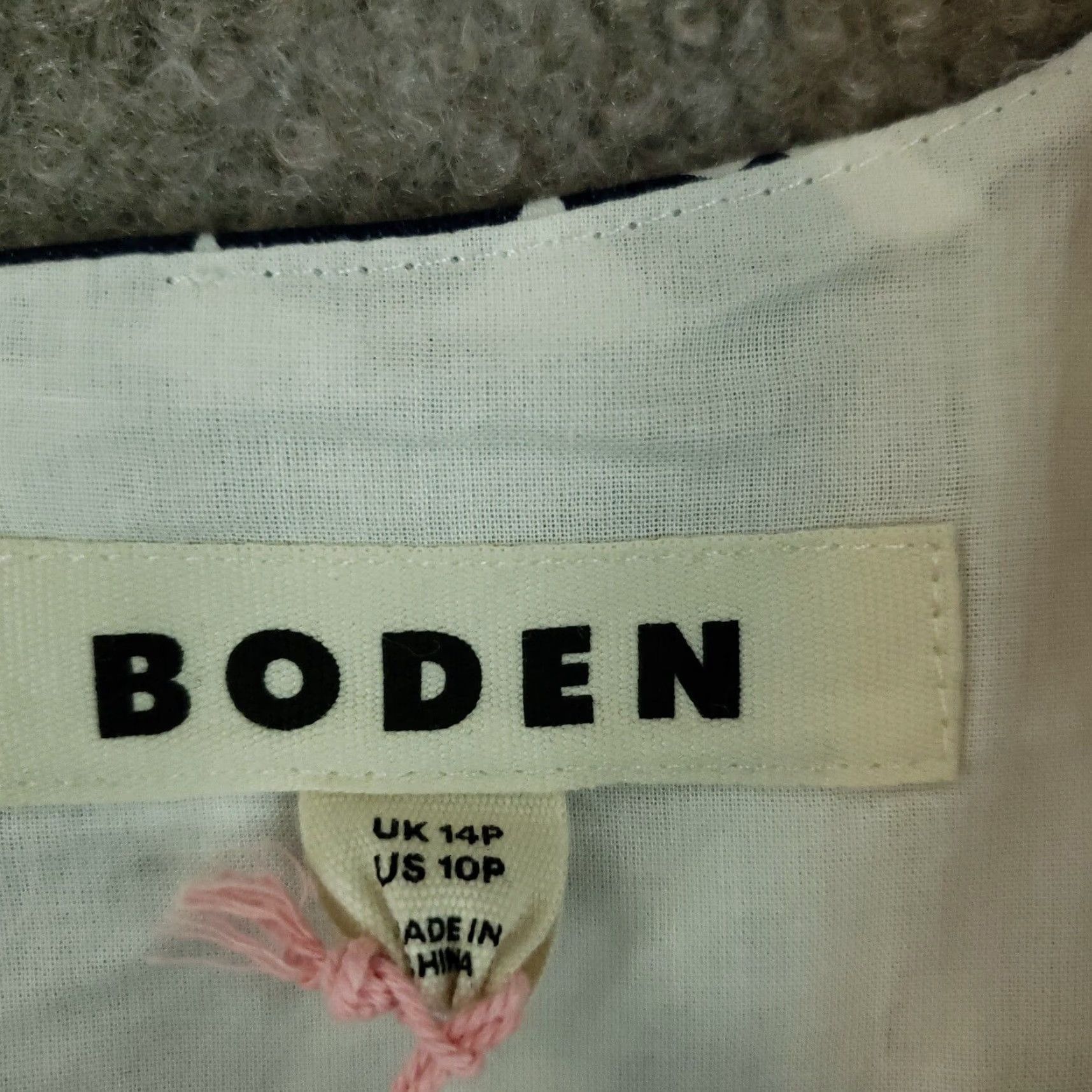 Boden Boden Dress Womens 10P Blue White Shift Sleeveless Printed Stretch Geometric Knee Length Zip Round Neck Professional Sheath Business 90s? Size L / US 10 / IT 46 - 5 Thumbnail