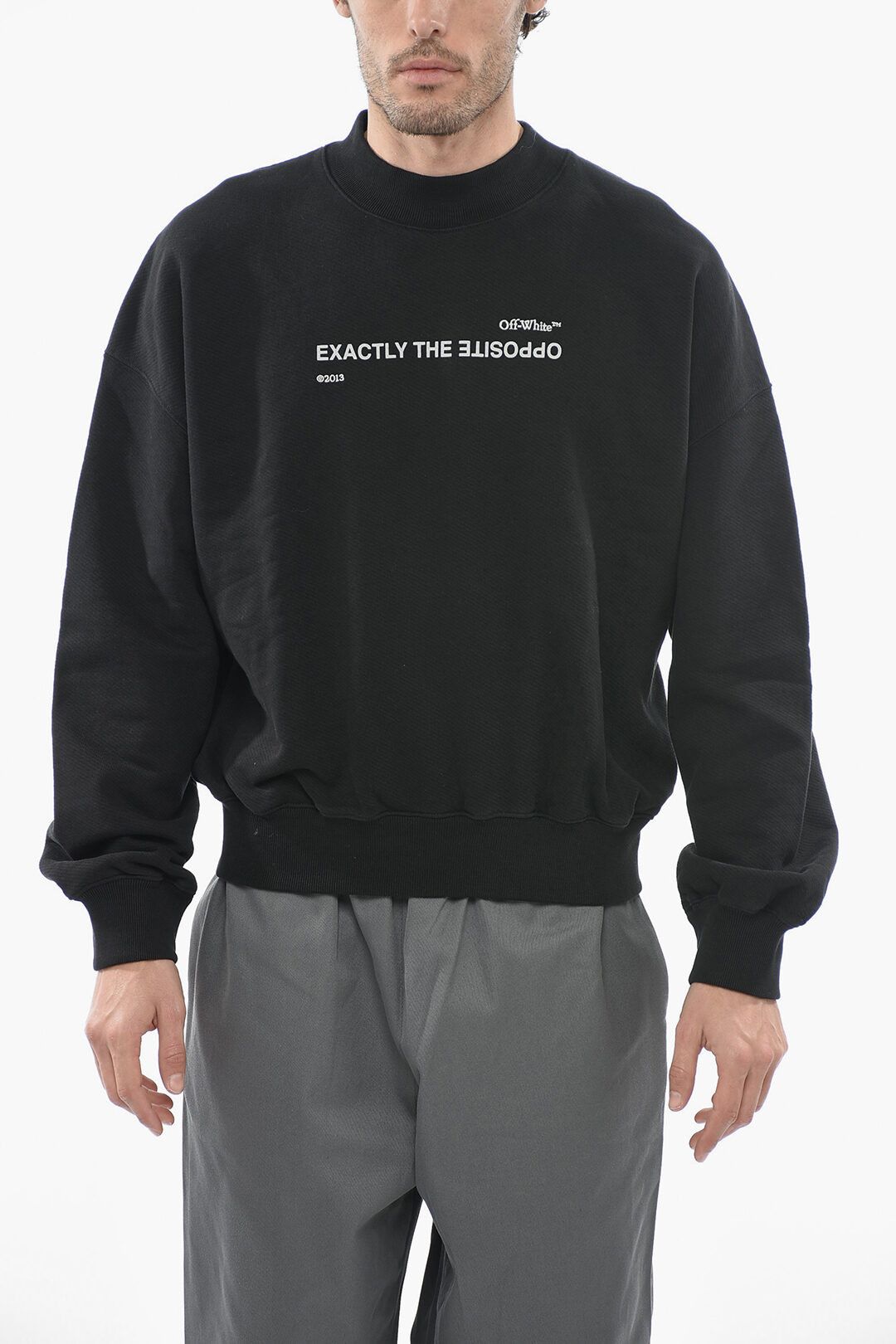 image of Off White Og1Mm0424 Seasonal Crewneck Sweatshirt In Black, Men's (Size Small)