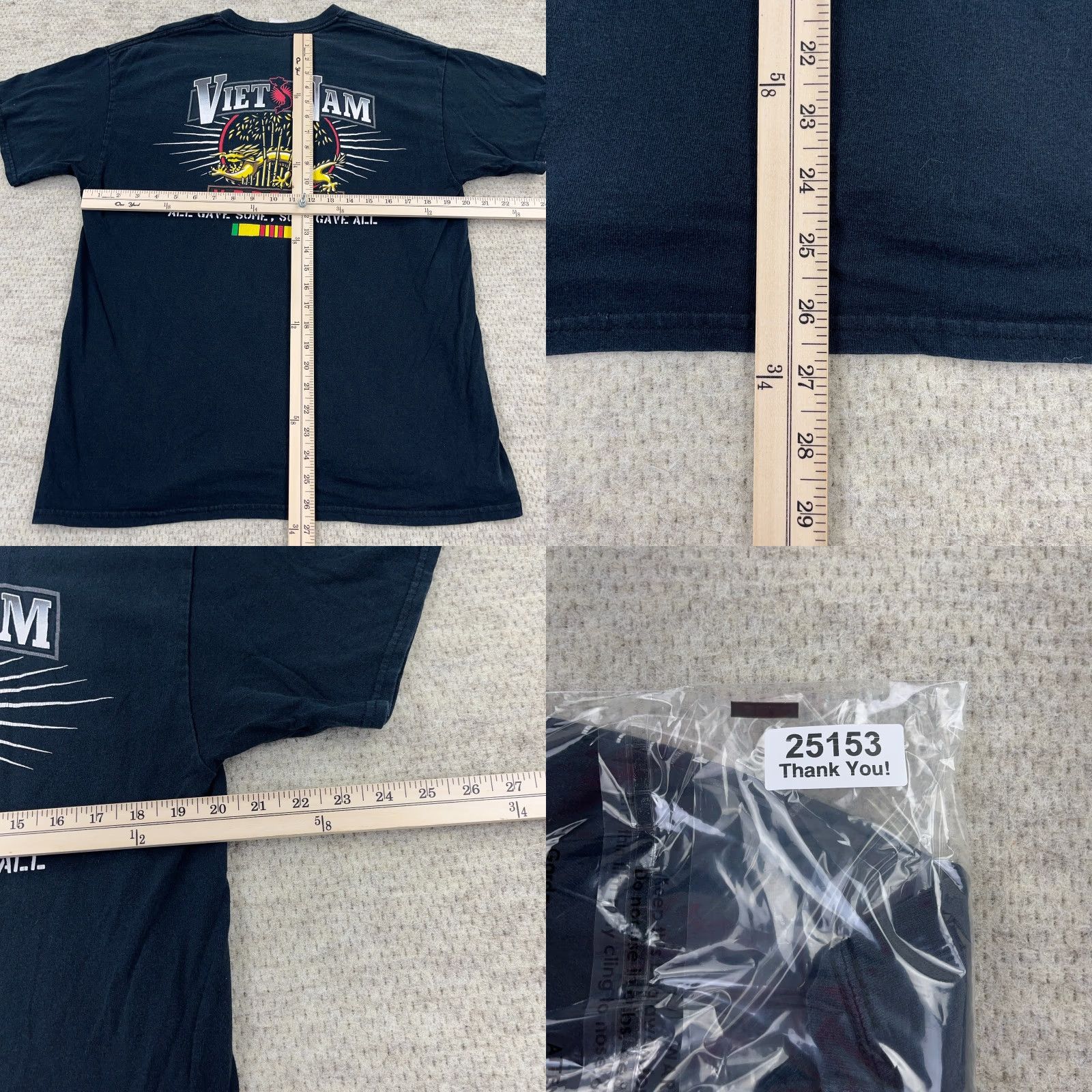 Gildan VINTAGE Vietnam Veteran Shirt Men Large Black Military Army Y2K Drago Adult Size US L / EU 52-54 / 3 - 8 Thumbnail