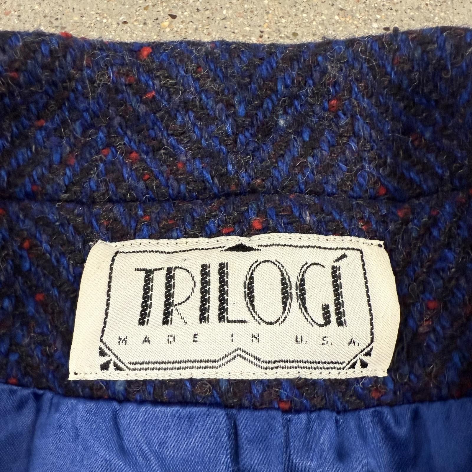 The Trilogy Tapes Vtg Trilogi Women's Long Herringbone Pea Coat Wool Tweed USA Size L / US 10 / IT 46 - 2 Thumbnail