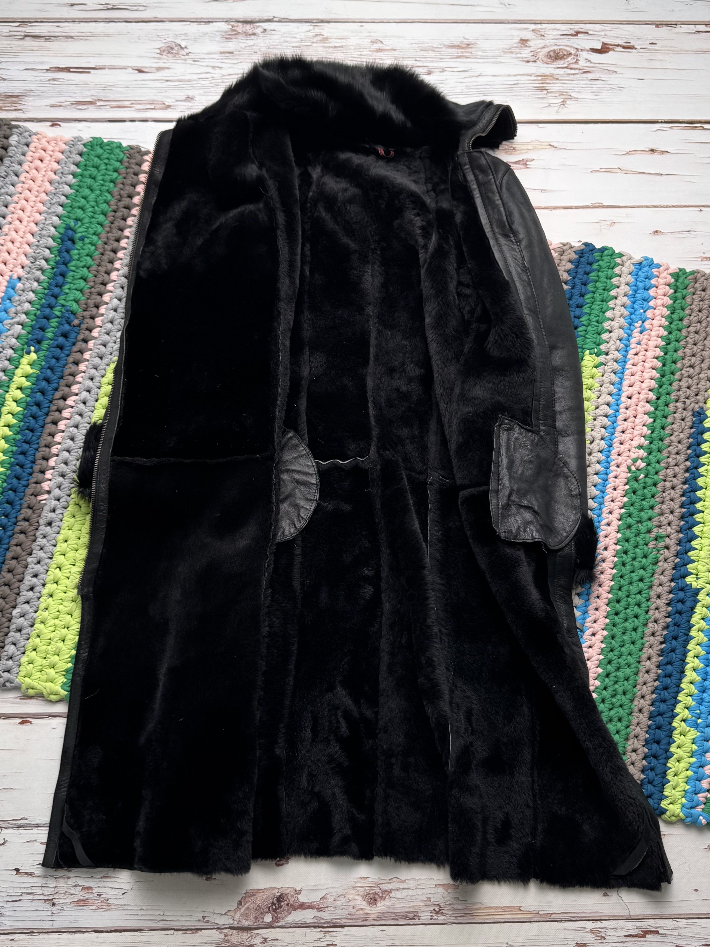 Vintage Vintage Sheepskin Leather Coat Black Fur Collar Long Jacket Size S / US 4 / IT 40 - 10 Thumbnail
