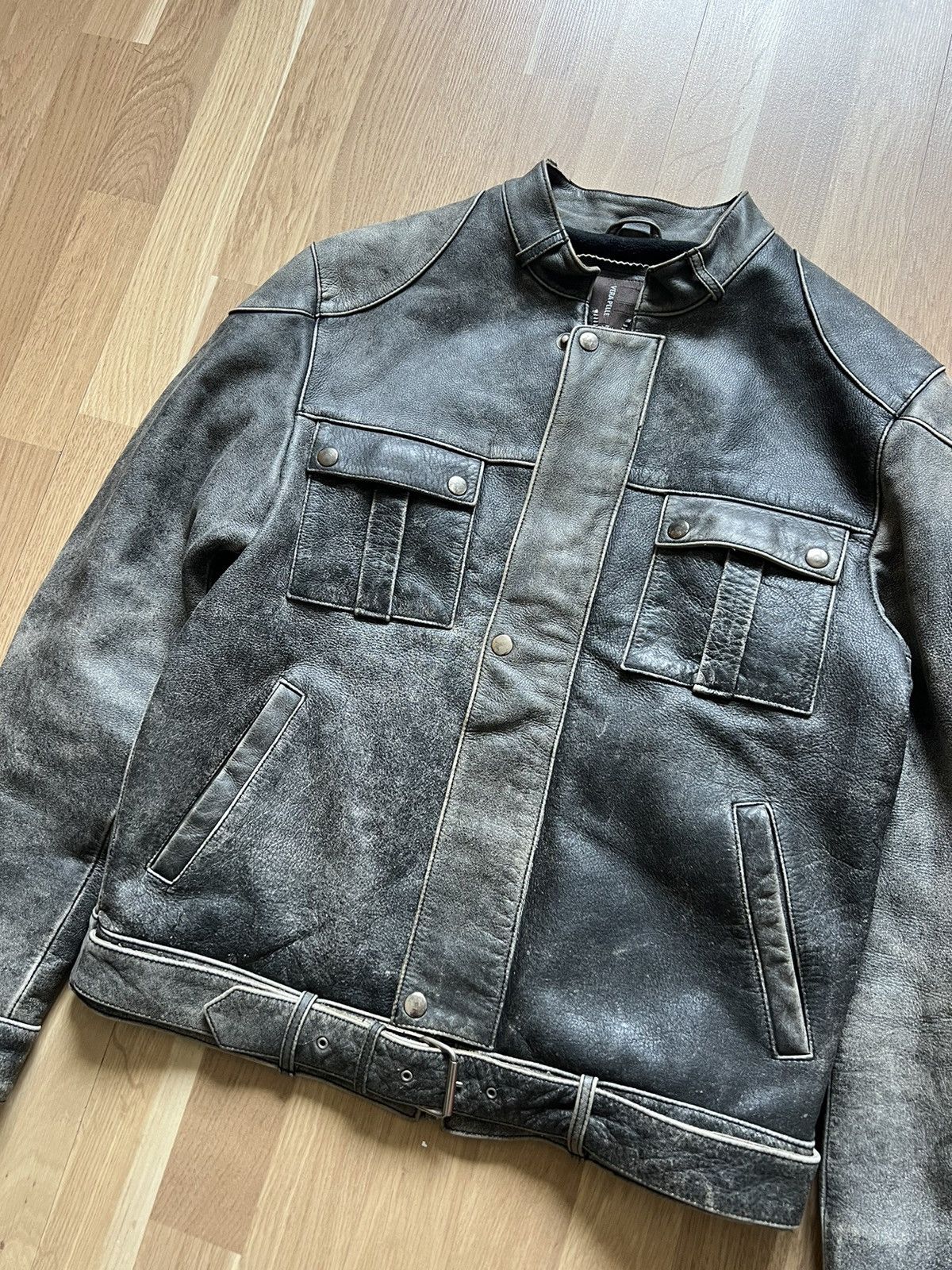 Vintage Vintage faded avant garde leather jacket Rick Owens style 90 Size US M / EU 48-50 / 2 - 4 Thumbnail