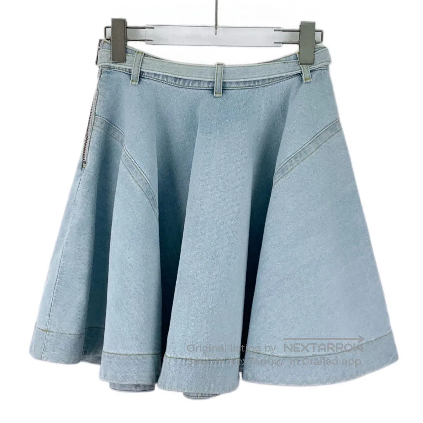Pinko PINKO Light Blue Cotton Logo Belted Denim Skirt| Size 39" - 2 Thumbnail