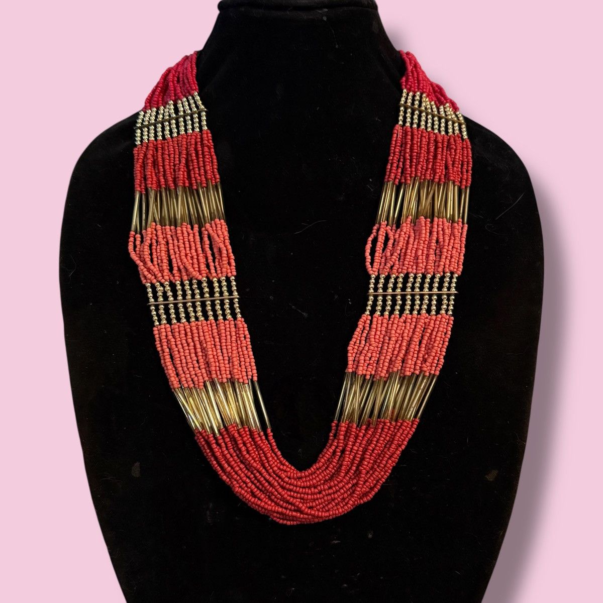 Other Long multi strand boho coral seed bead necklace Size ONE SIZE - 1 Thumbnail
