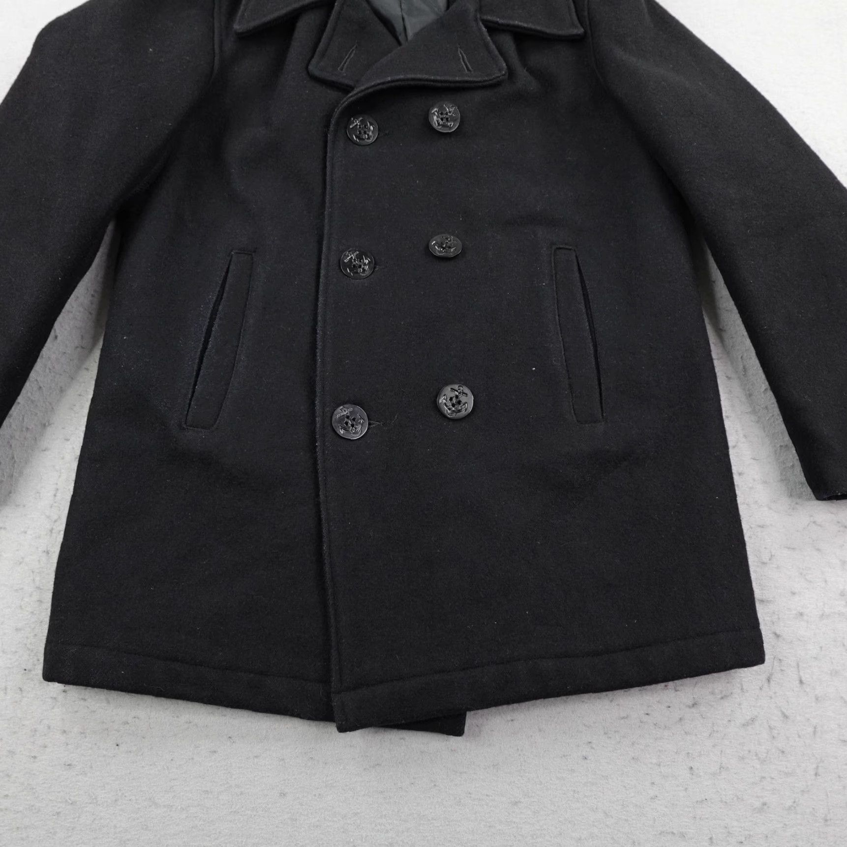 Vintage VINTAGE Spiewak Jacket Mens 40 Wool Blend Golden Fleece Pea Coat Navy Quilted Wool Coat Black Button Pockets Insulated Lined Size US XXS / EU 40 - 3 Thumbnail