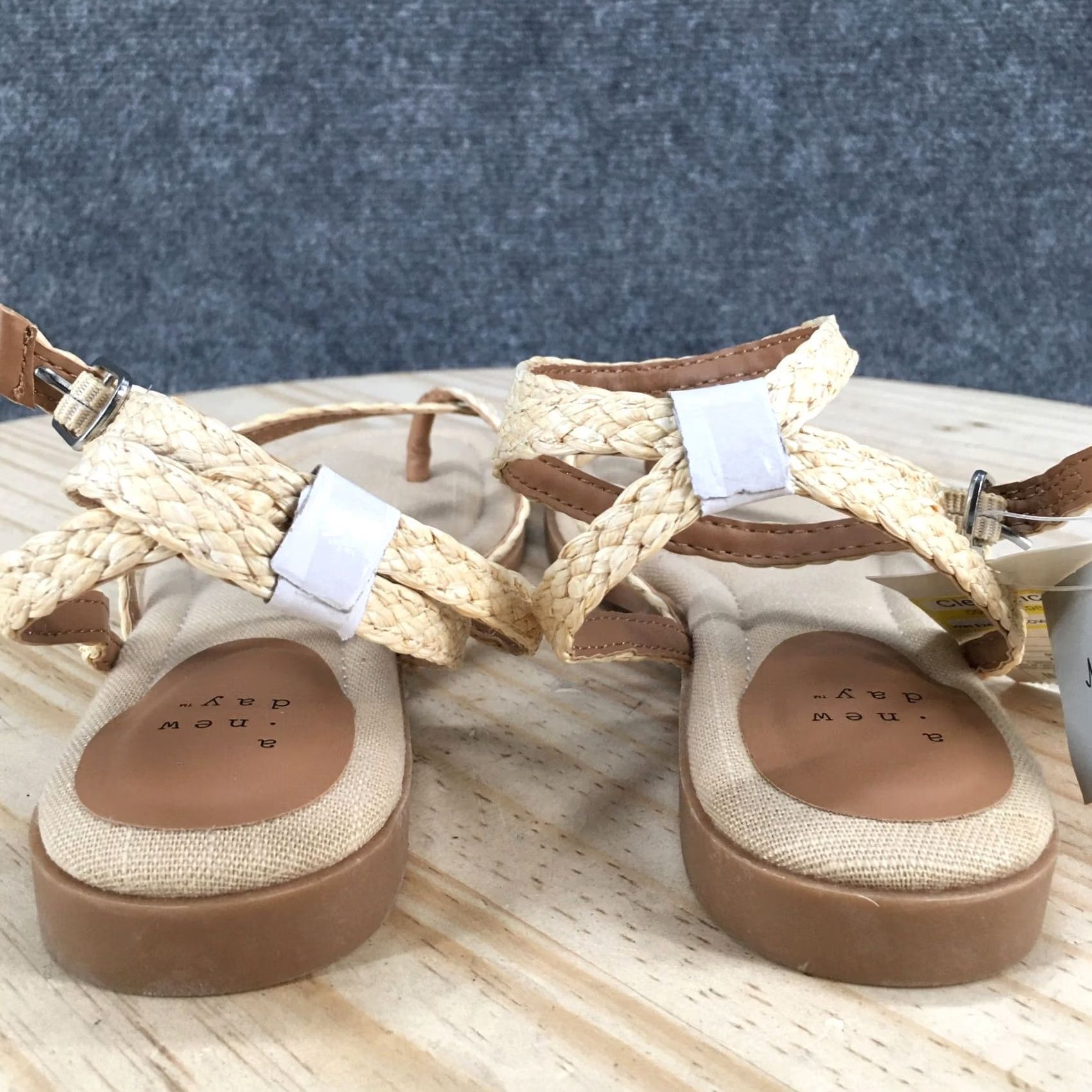 Vintage A New Day Sandals Womens Raffia Braided Ankle Strap Strappy Beige Casual Flat Sandals 9 Mens? Size US 9 / IT 39 - 6 Thumbnail