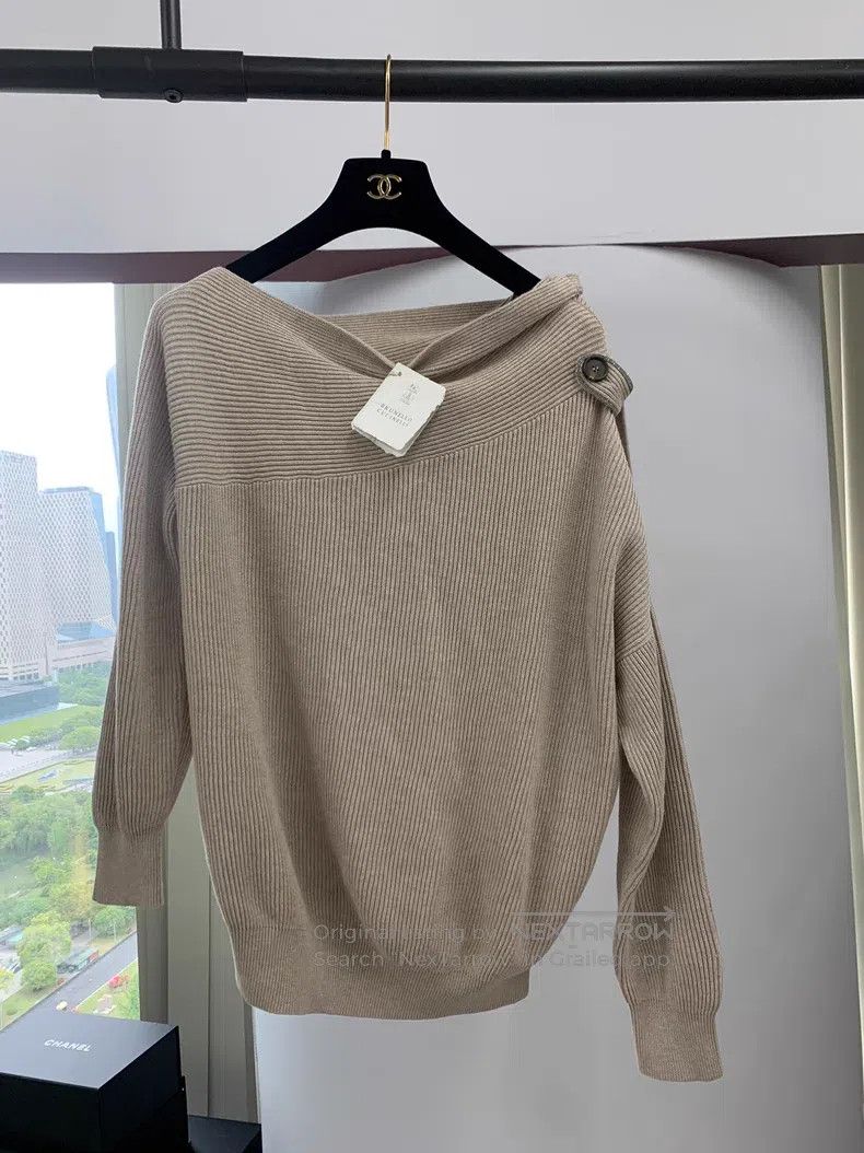 Brunello Cucinelli Brunello Cucinelli Shoulder-dropped beaded asymmetrical kn Size S / US 4 / IT 40 - 1 Thumbnail