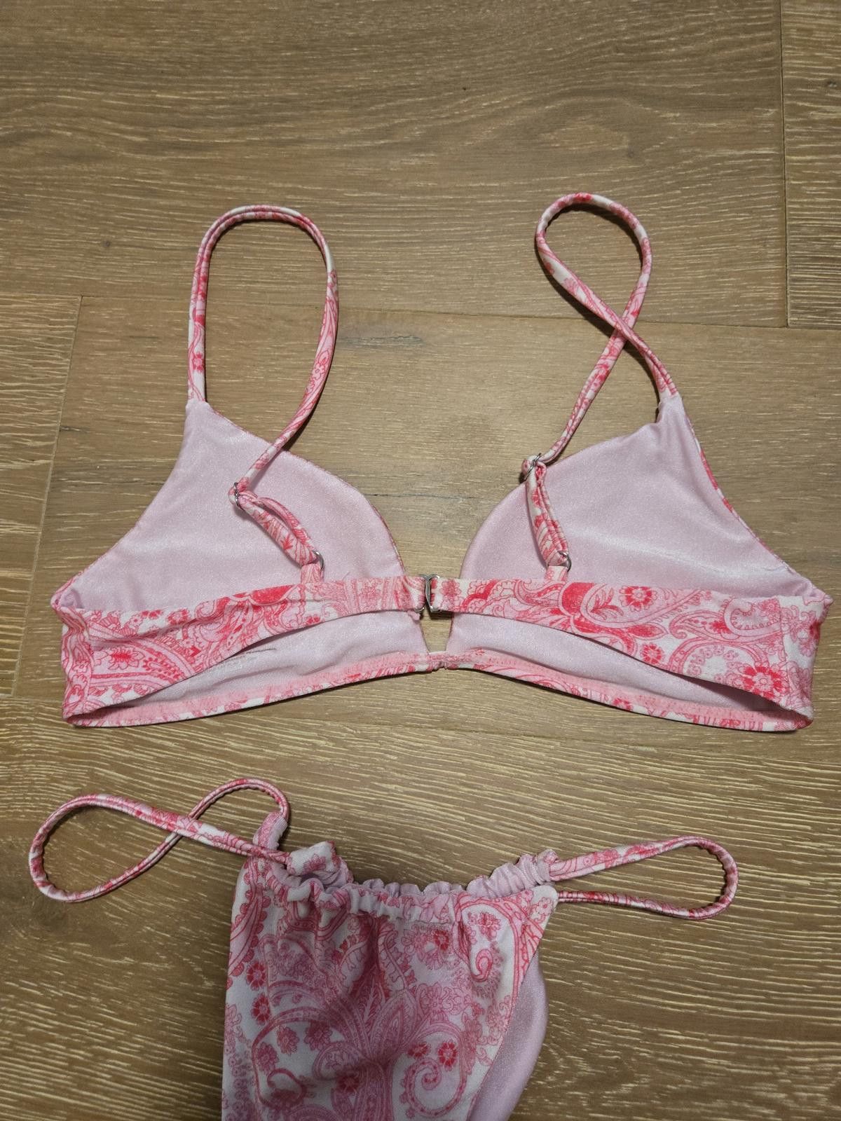 Other Frankie's Bikinis Pink Paisley Thong and Triangle Bikini Top Size ONE SIZE - 2 Thumbnail
