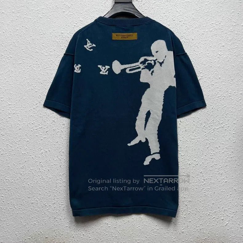 Louis Vuitton Louis Vuitton Navy Blue Pied Piper Letter Logo Knit Short Size US M / EU 48-50 / 2 - 2 Thumbnail
