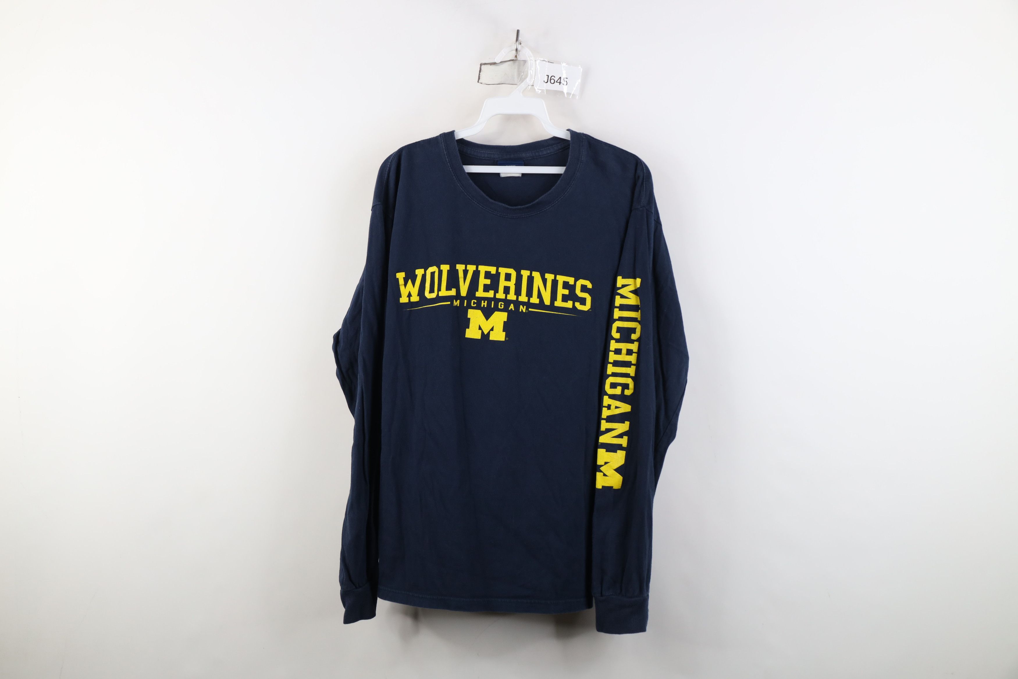 Vintage Vintage 90s University of Michigan Long Sleeve T-Shirt Blue Size US S / EU 44-46 / 1 - 1 Thumbnail