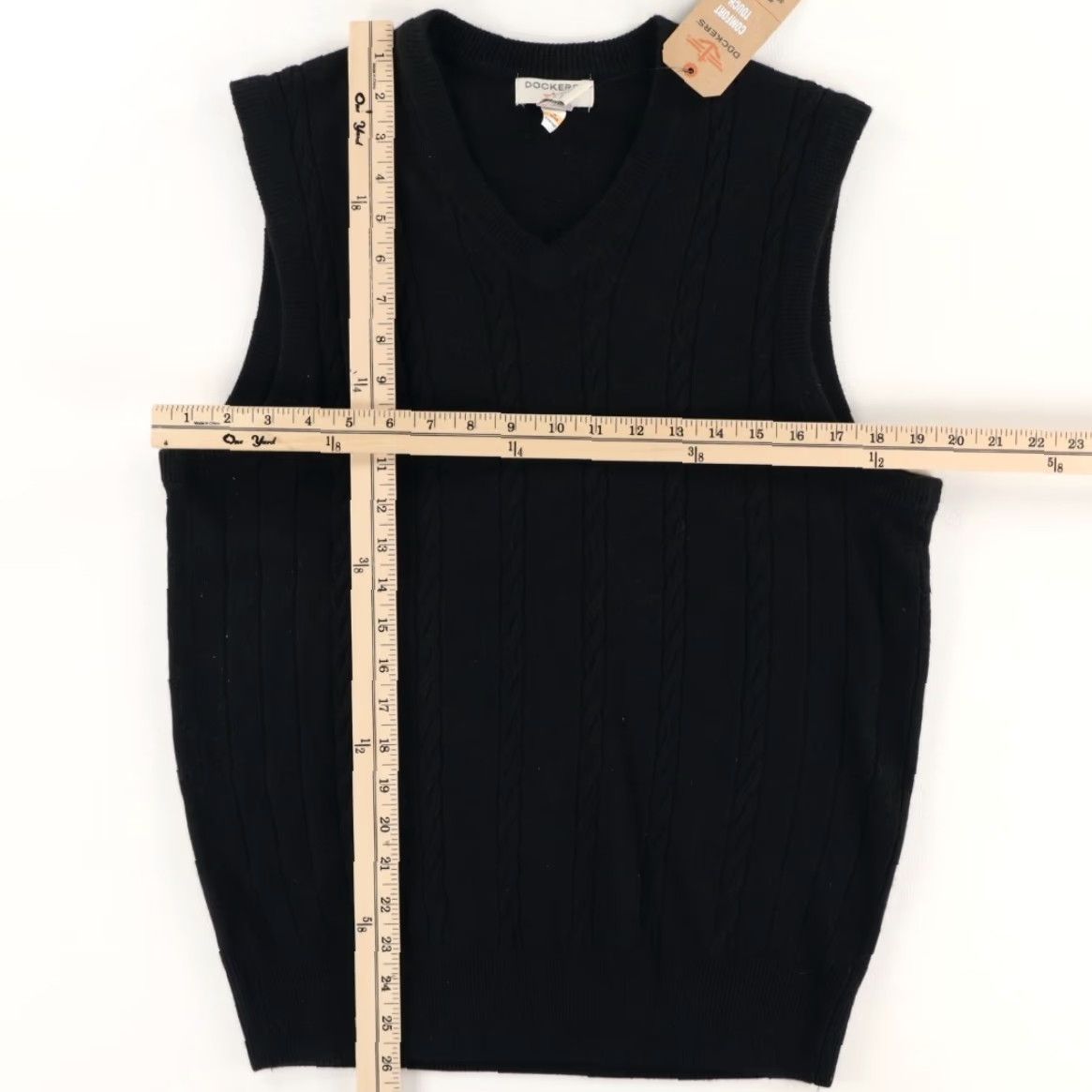 Dockers Dockers Cableknit Vest V-Neck Sweater Black Men's S Shirt Size US S / EU 44-46 / 1 - 3 Thumbnail