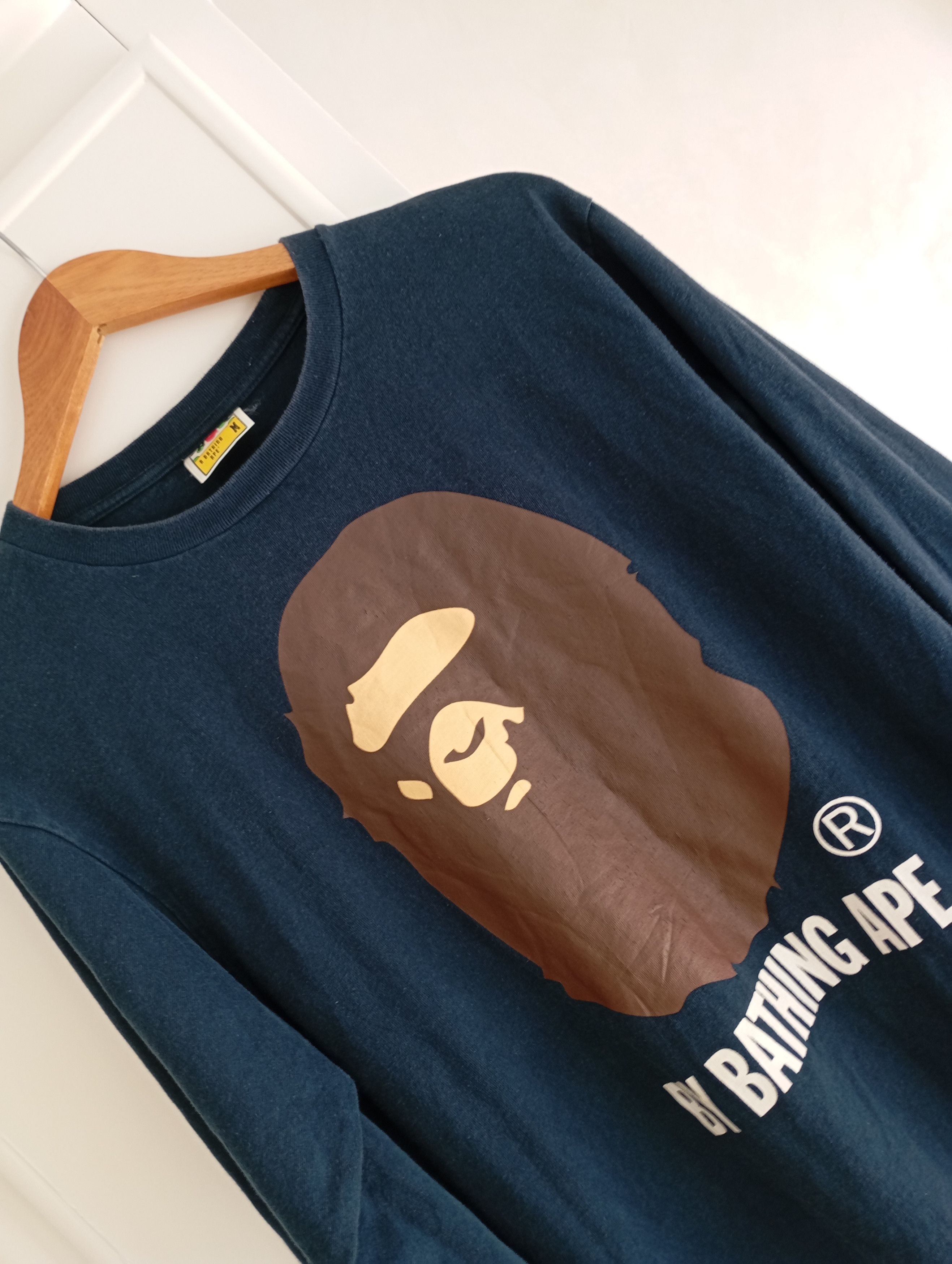 Bape Bape Y2K Navy Bleu Long Sleeve Ape Tshirt Size US M / EU 48-50 / 2 - 2 Thumbnail