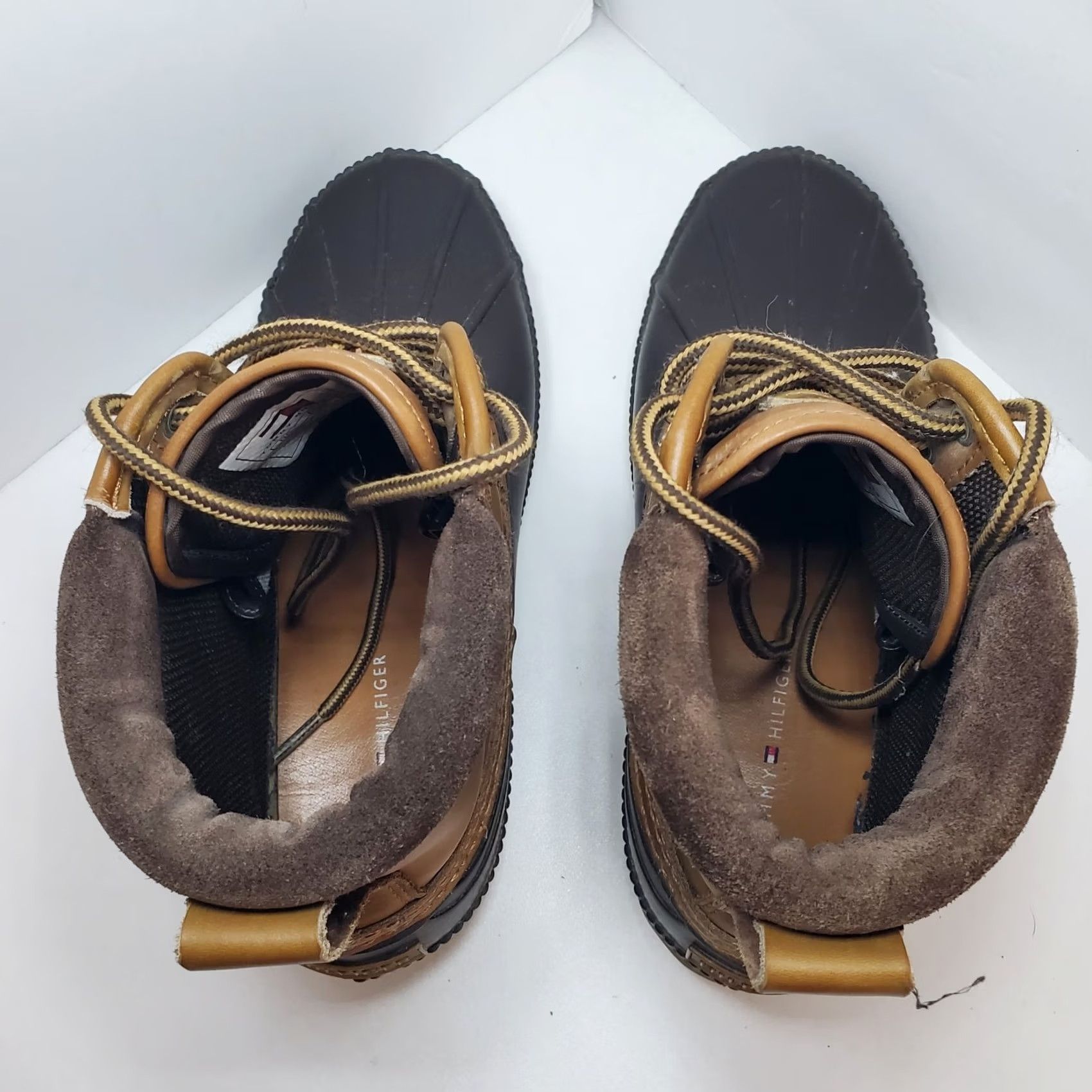 Tommy Hilfiger Tommy Hilfiger TMCHARLIE Mens Sz 9 Tan Leather Lace Up Duck Boots Waterproof Size US 9 / EU 42 - 5 Thumbnail