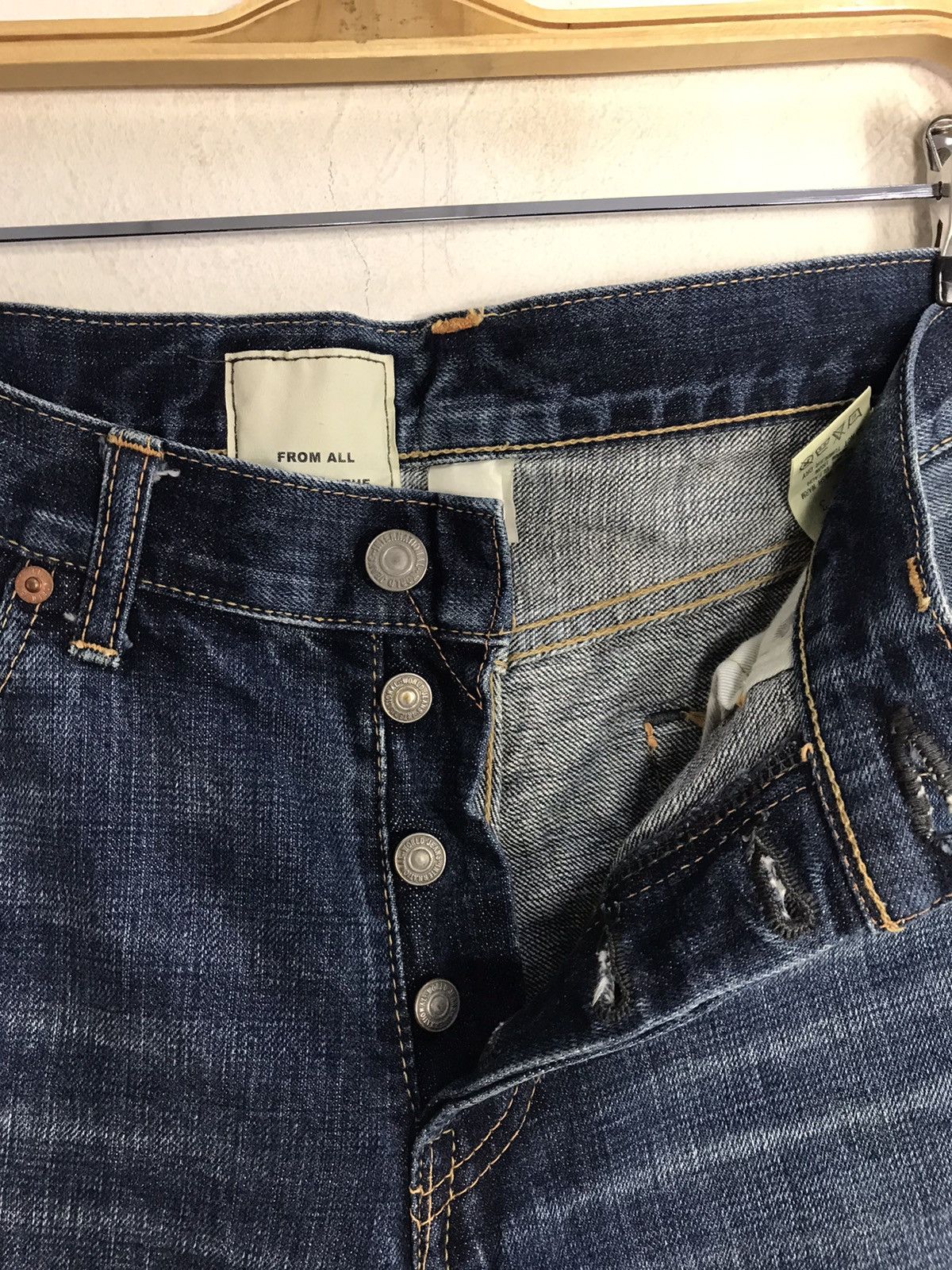 Japanese Brand Quadro Studio Ecru Japan Buttonfly Indigo Denim Size US 32 / EU 48 - 6 Thumbnail