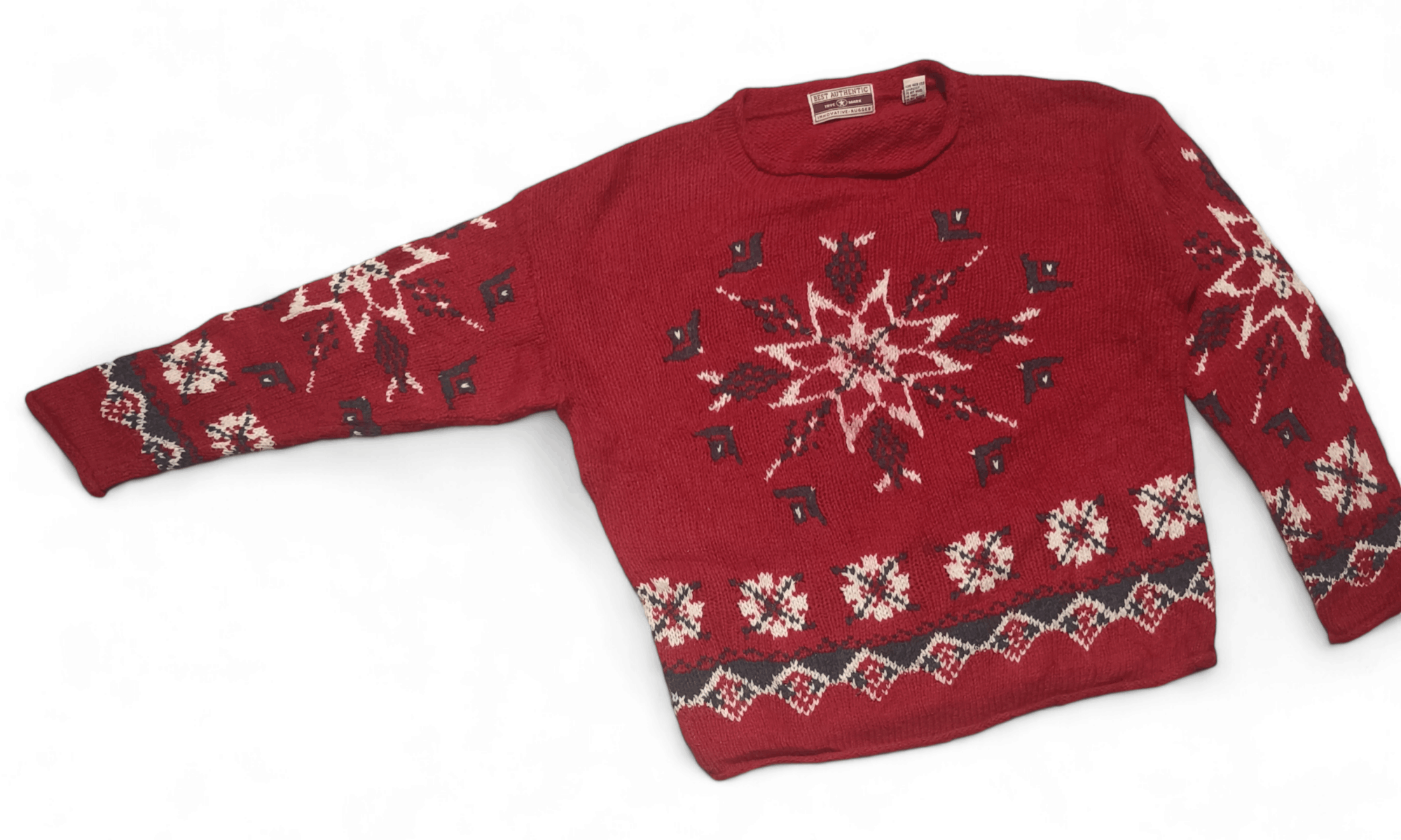 Other Vintage TRUE MARK Women's Star Floral Motifs Knit Sweater Size L / US 10 / IT 46 - 3 Thumbnail
