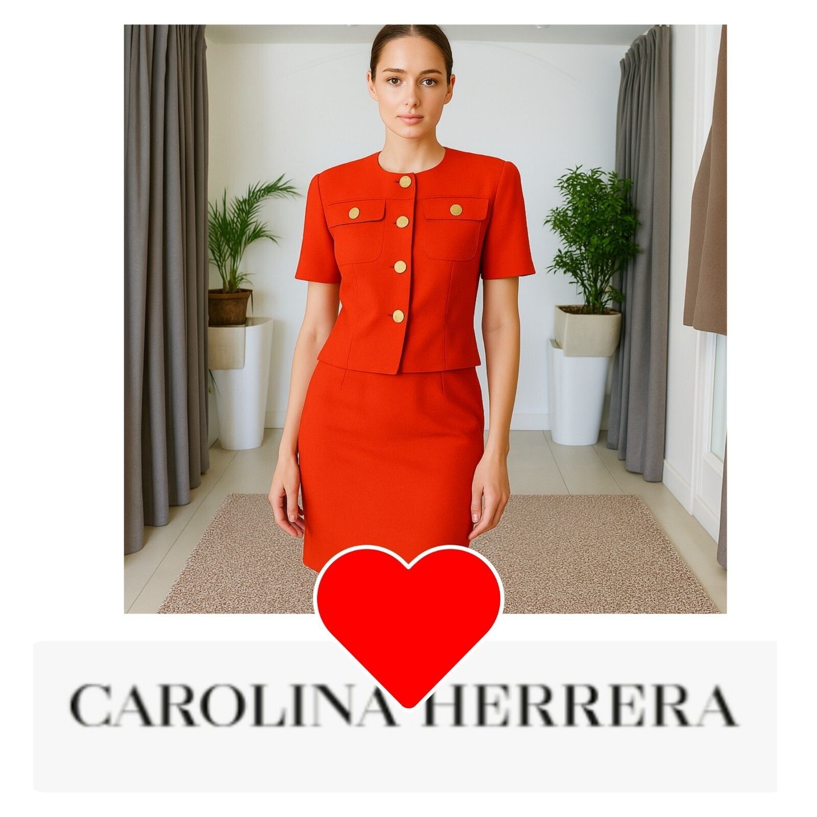Carolina Herrera VINTAGE 80s CAROLINA HERRERA Designer suit Linen Size 6 Size M / US 6-8 / IT 42-44 - 1 Thumbnail
