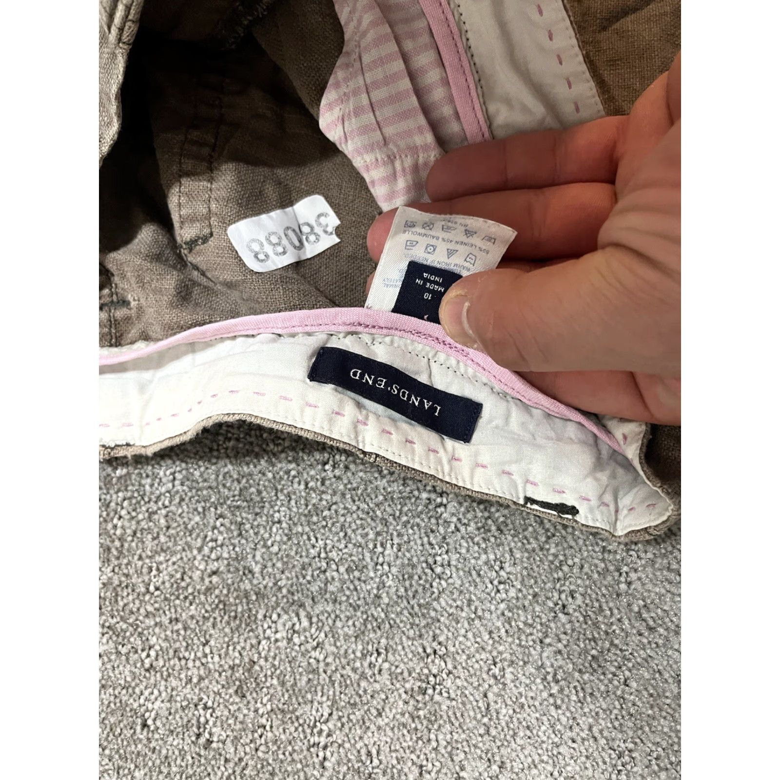 Lands' End Women Lands' End Linen Cotton Pants Beige Brown Size 10 Linen Blend Straight Wide-Leg Size 32" / US 10 / IT 46 - 5 Thumbnail