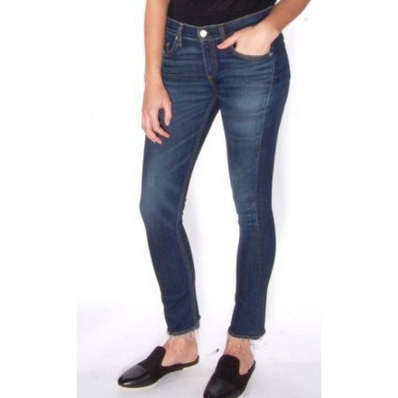 Rag & Bone Rag & Bone Frayed Doheny Dark Wash Raw Hem Crop Jean, 28 Size 28" / US 6 / IT 42 - 3 Thumbnail