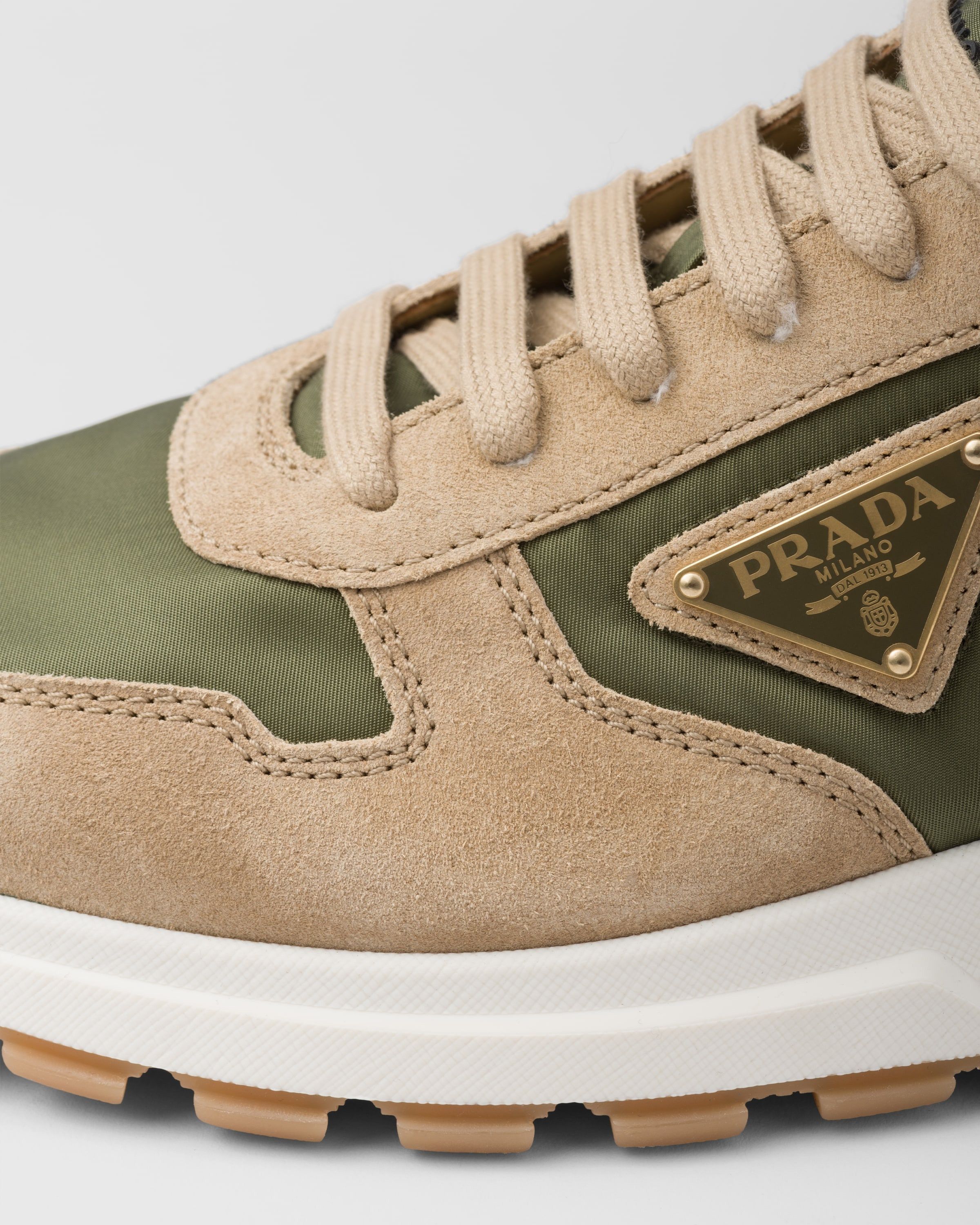Prada o1mt1gz0325 Suede And Re-Nylon Sneakers in Green/Beige Size US 8.5 / EU 41-42 - 6 Thumbnail