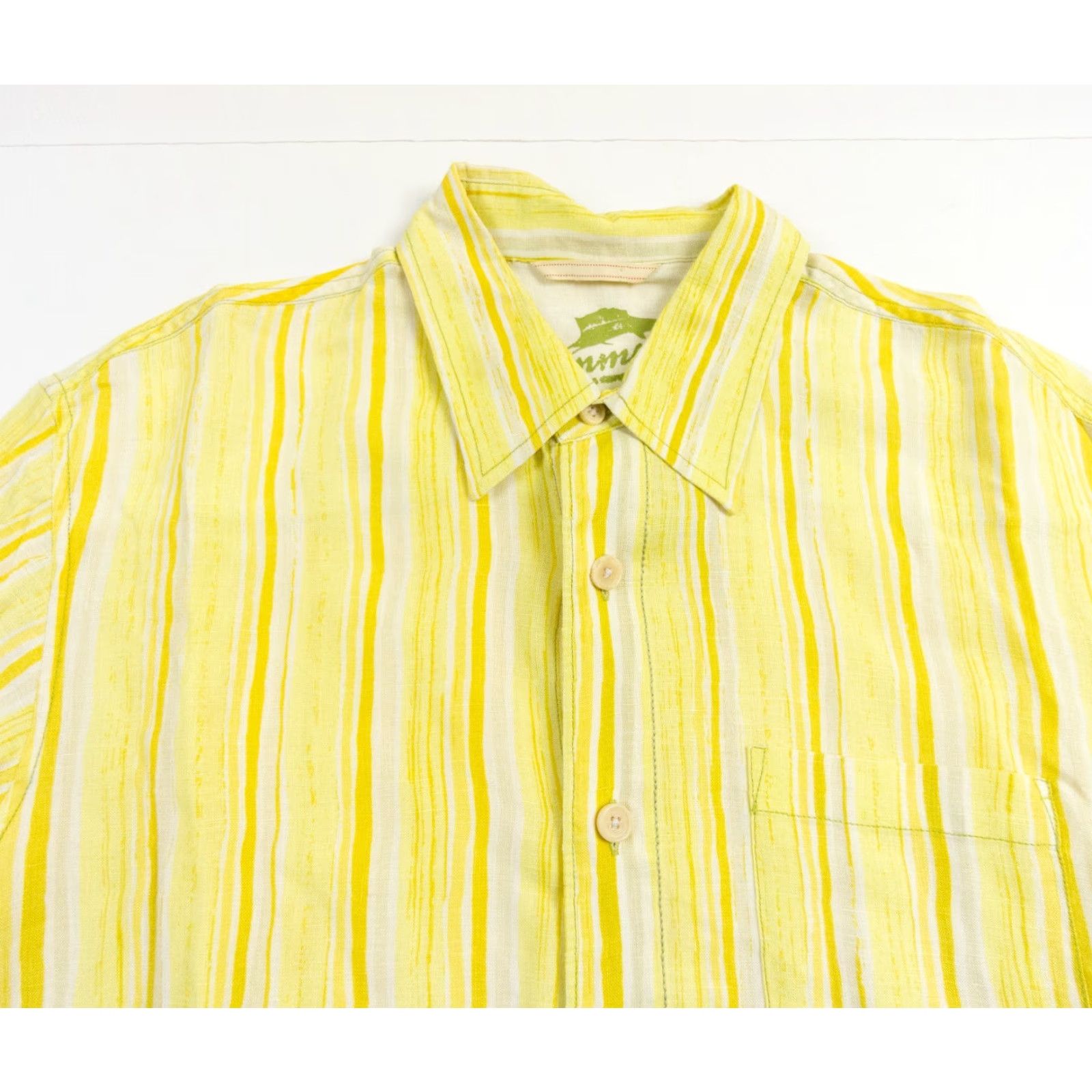 Tommy Bahama Tommy Bahama Mens Medium Yellow Striped Linen Button Up Long Sleeve Shirt Size US M / EU 48-50 / 2 - 2 Thumbnail