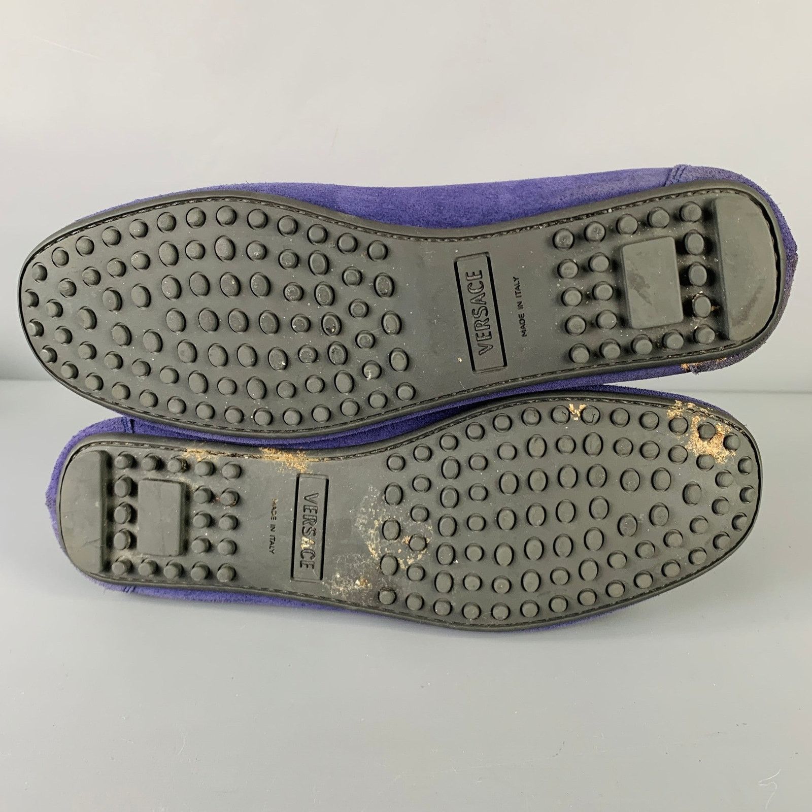 Versace VERSACE Bluette Oro- Purple Textured Suede Drivers Loafers Size US 8 / EU 41 - 7 Thumbnail