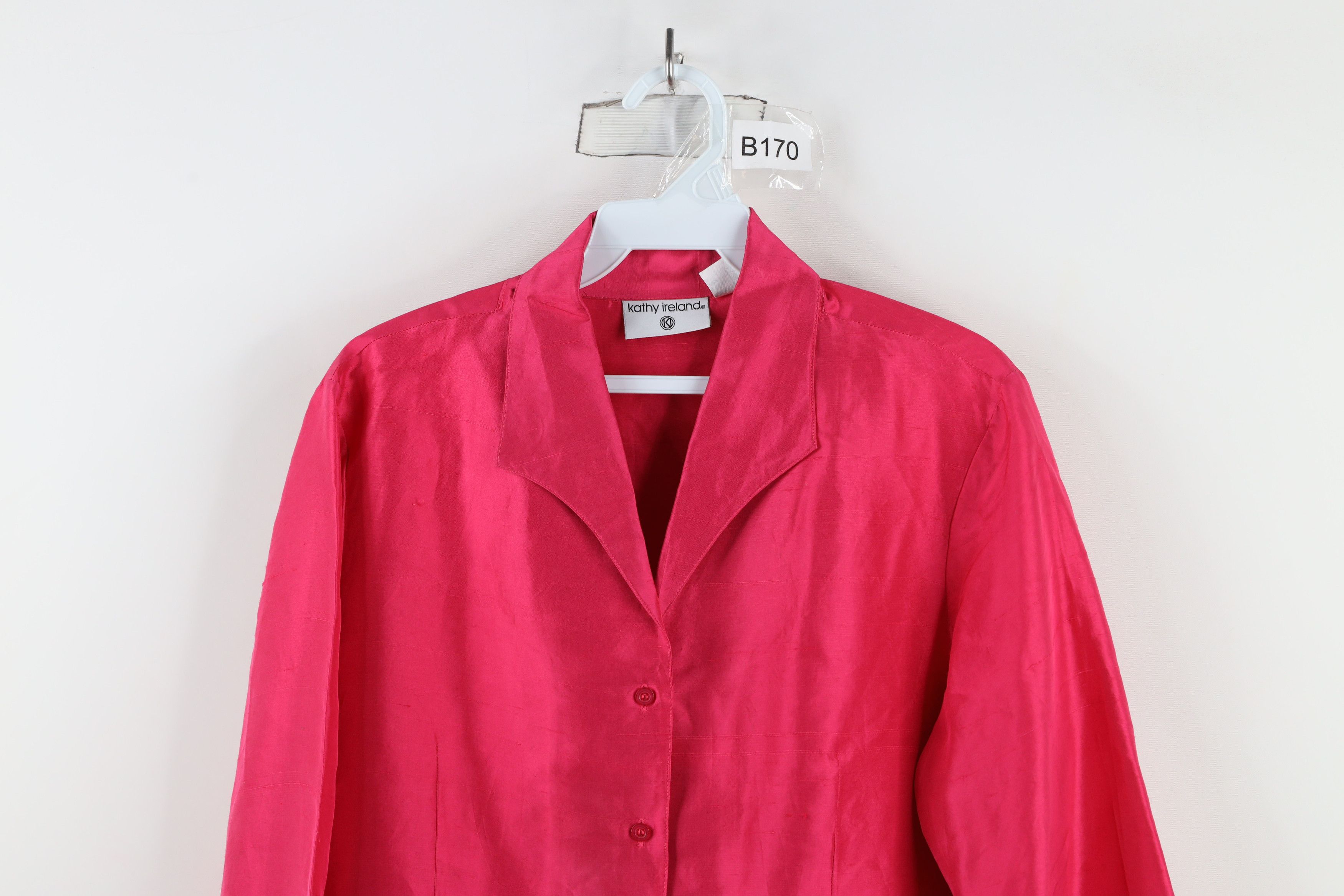 Vintage Vintage 90s Streetwear Silk Collared Button Shirt Pink Size XL / US 12-14 / IT 48-50 - 2 Thumbnail