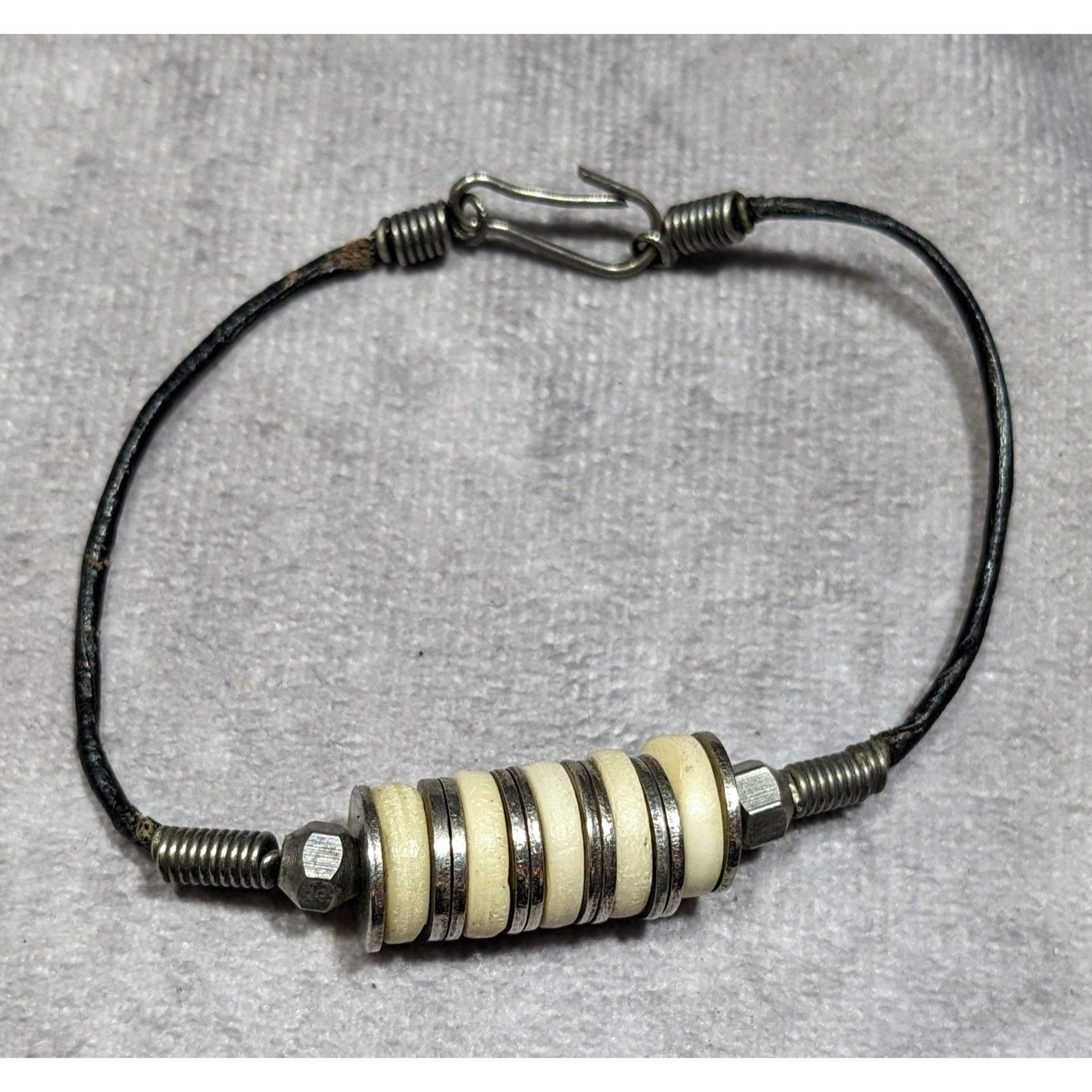 Handmade Vintage Handmade Industrial Washer Beaded Bracelet Size ONE SIZE - 4 Thumbnail