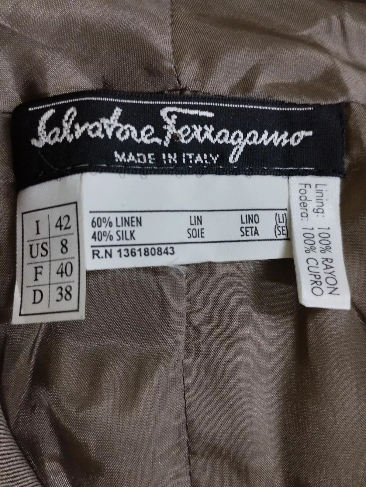 Salvatore Ferragamo SALVATORE FERRAGAMO Women Long Sleeve Vtg Tan Jacket Size M / US 6-8 / IT 42-44 - 10 Thumbnail