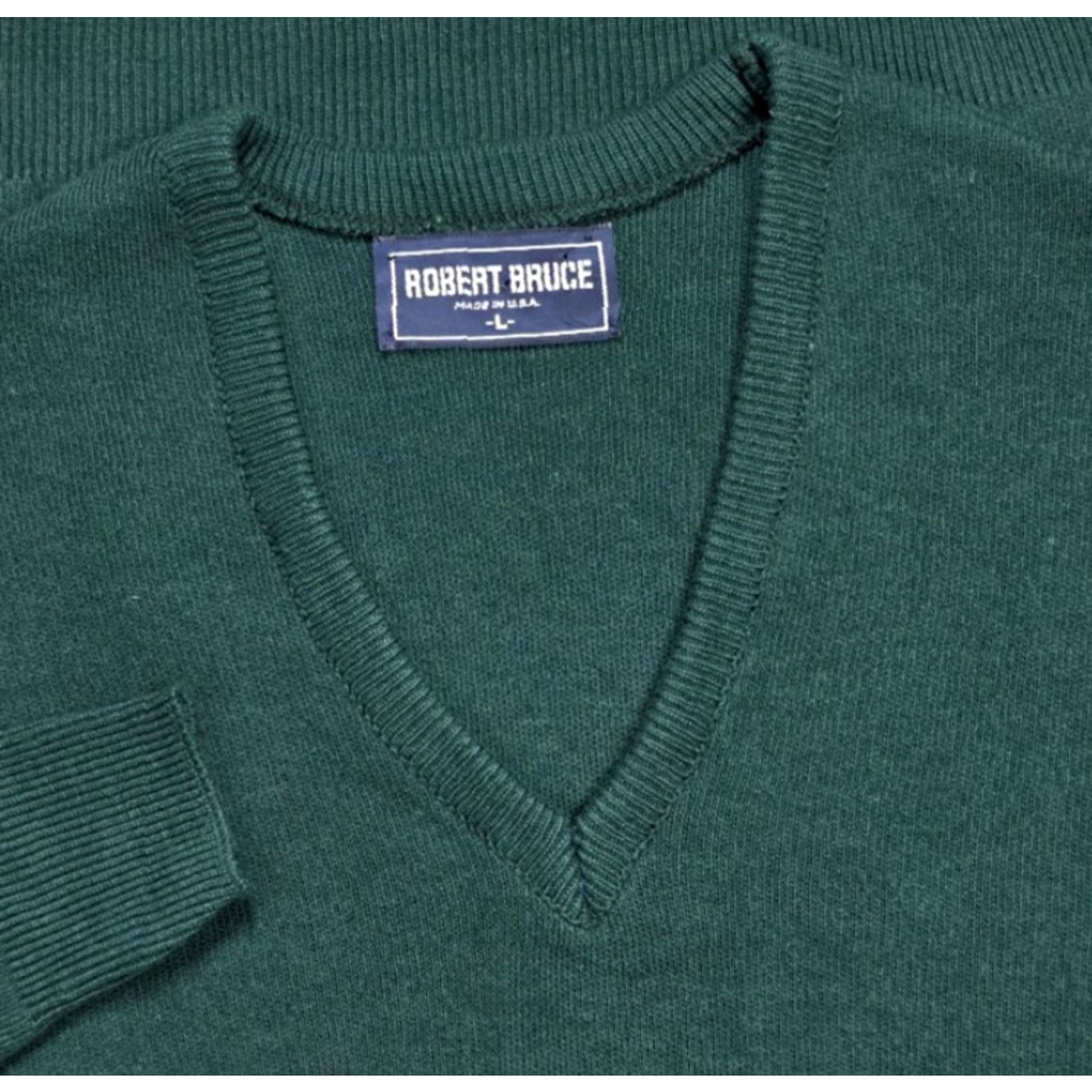 Vintage VINTAGE Robert Bruce Mens L V-Neck Sweater Wool Green USA Union Made Long Sleeve Size US L / EU 52-54 / 3 - 2 Thumbnail