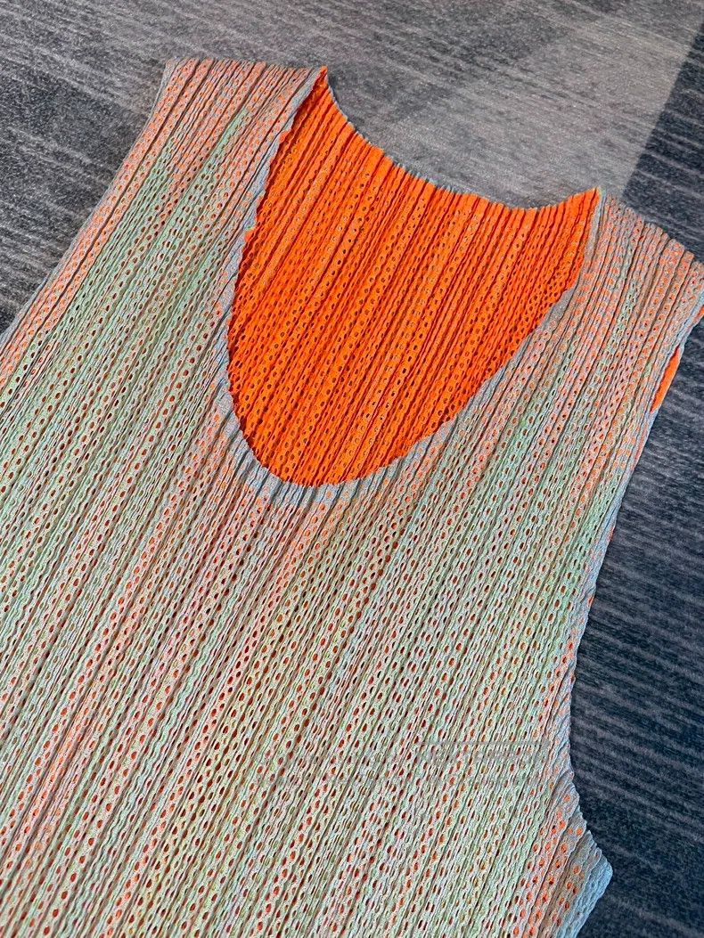 Issey Miyake Issey Miyake Double Color Block Ruffle Mesh Vest Size L / US 10 / IT 46 - 2 Thumbnail