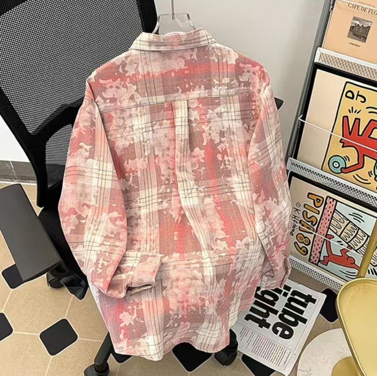Vintage Pink Bleach Dye Plaid Button-Up | Oversized Streetwear Size US M / EU 48-50 / 2 - 3 Thumbnail