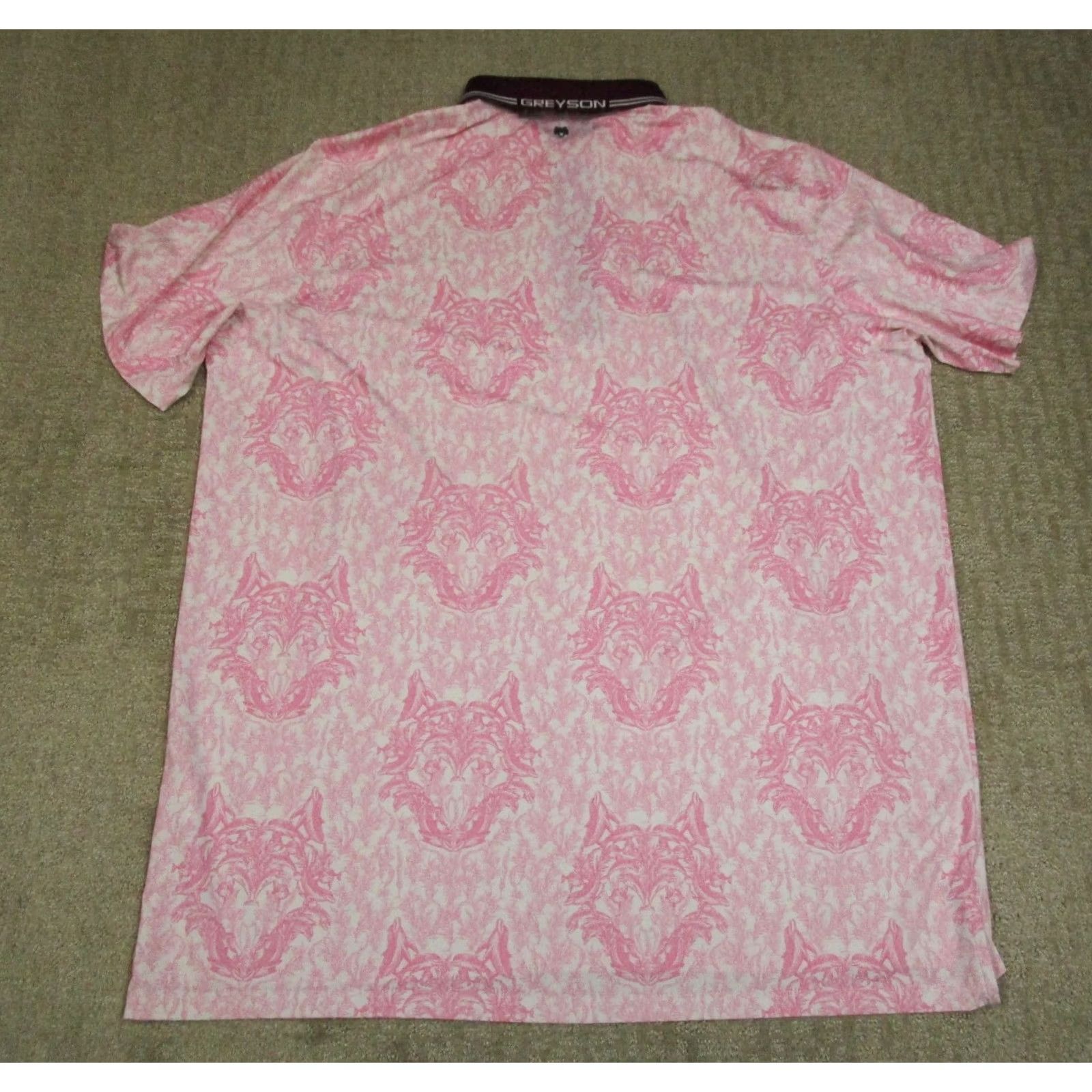 Vintage Greyson Polo Shirt Men 2XL Pink Geometric Golf AOP Short Sleeve with Logo Casual Sports Shirt Size US XXL / EU 58 / 5 - 3 Thumbnail