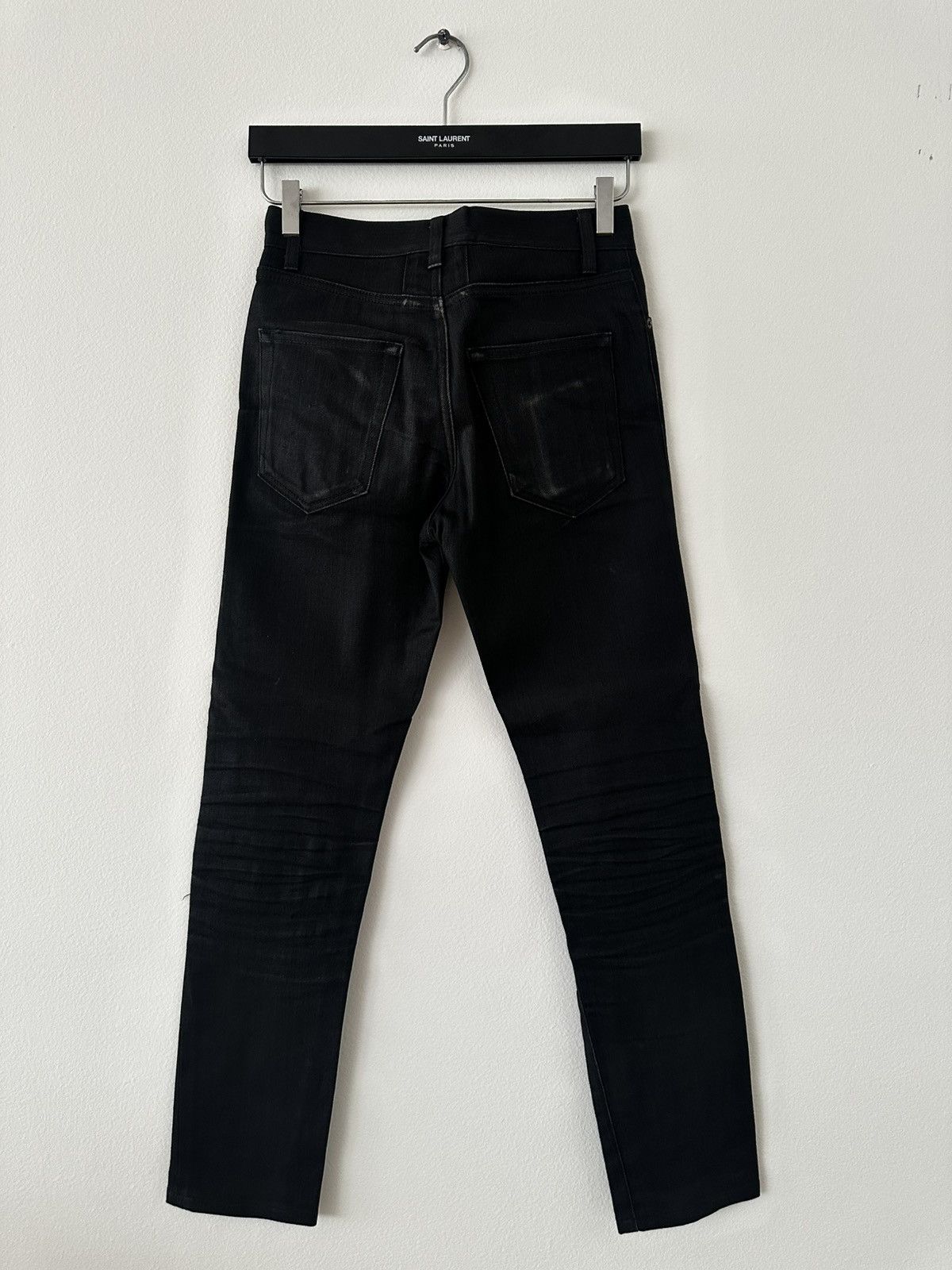 Saint Laurent Paris SS14 D05 Black Raw Denim High Waisted Skinny Jeans Size US 27 - 8 Thumbnail