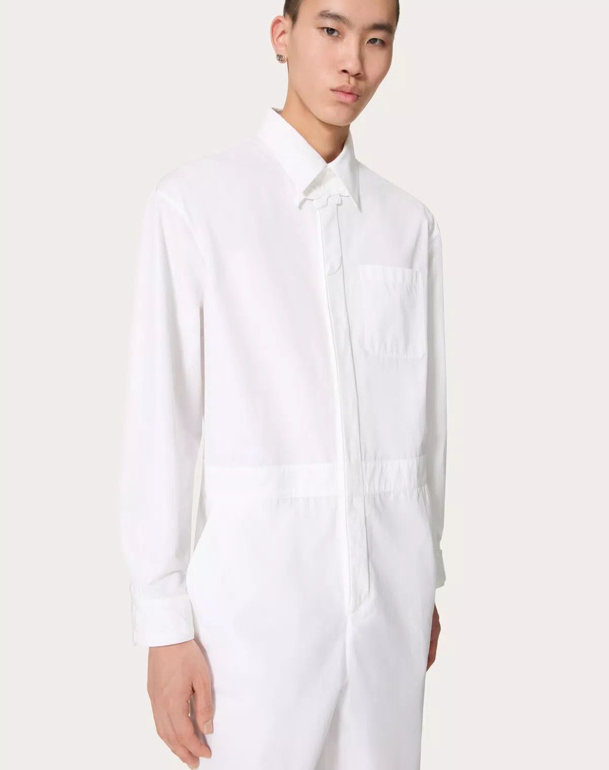 Valentino oc11z0725 Cotton Poplin Jumpsuit in White Size US 34 / EU 50 - 6 Thumbnail