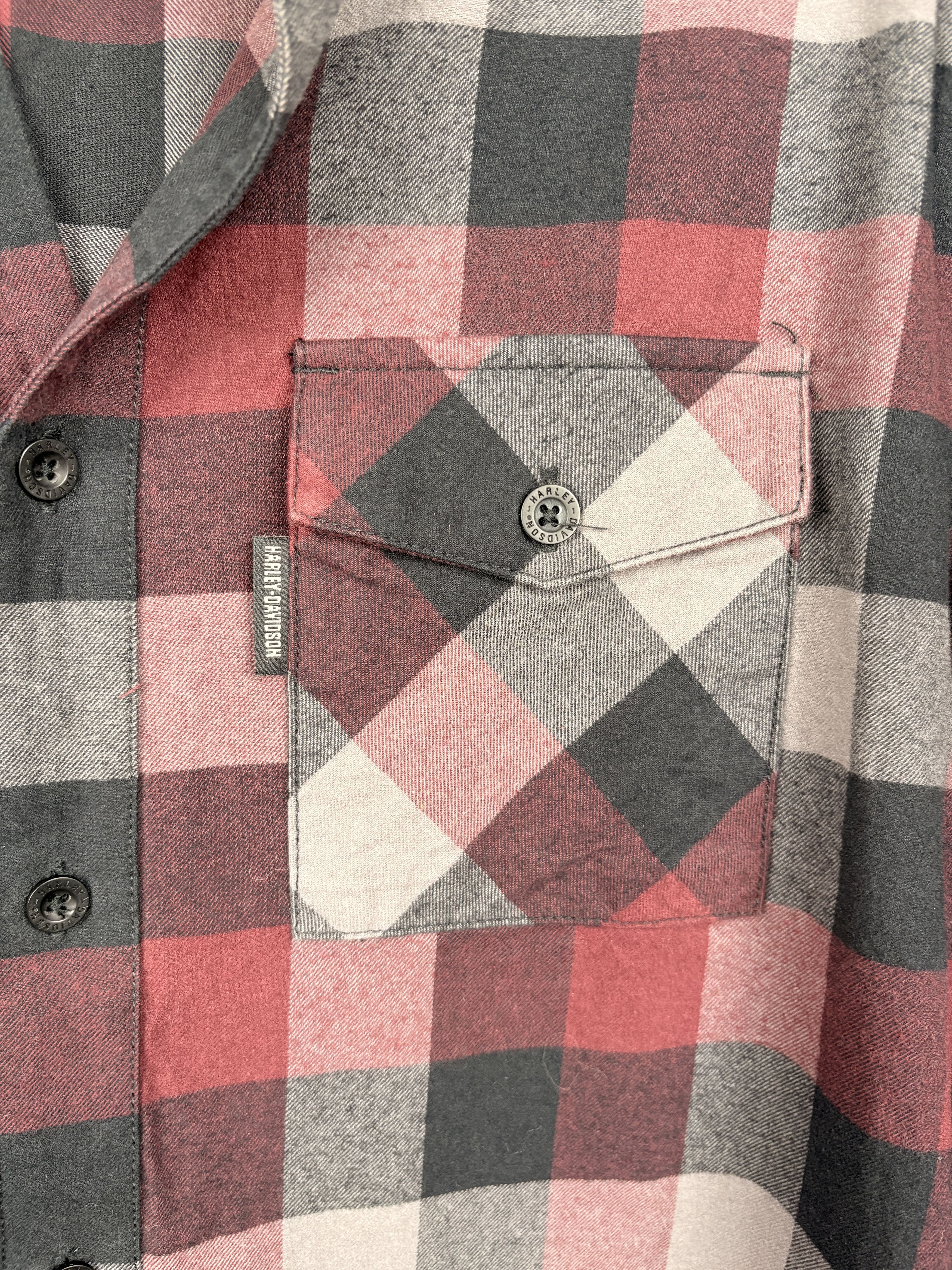 Harley Davidson Men’s Harley-Davidson Plaid Flannel Shirt Red Gray M Size US M / EU 48-50 / 2 - 4 Thumbnail