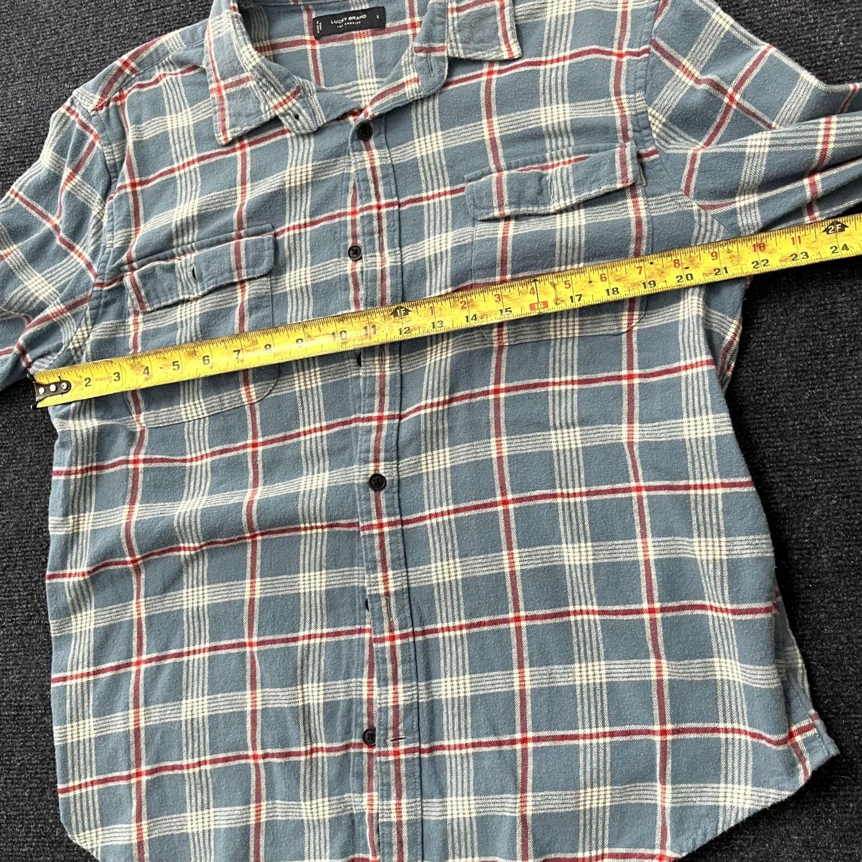 Lucky Brand Lucky Brand Flannel Shirt Mens Large Blue Plaid Long Sleeve Button Up Casual Shirt Size US L / EU 52-54 / 3 - 6 Thumbnail