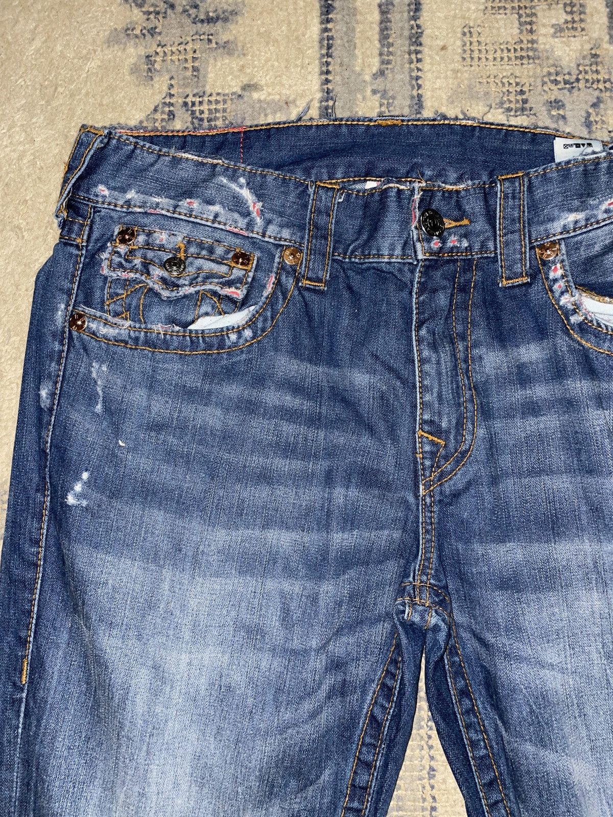 True Religion 34” True Religion Distressed Skinny Jeans Size US 34 / EU 50 - 2 Thumbnail