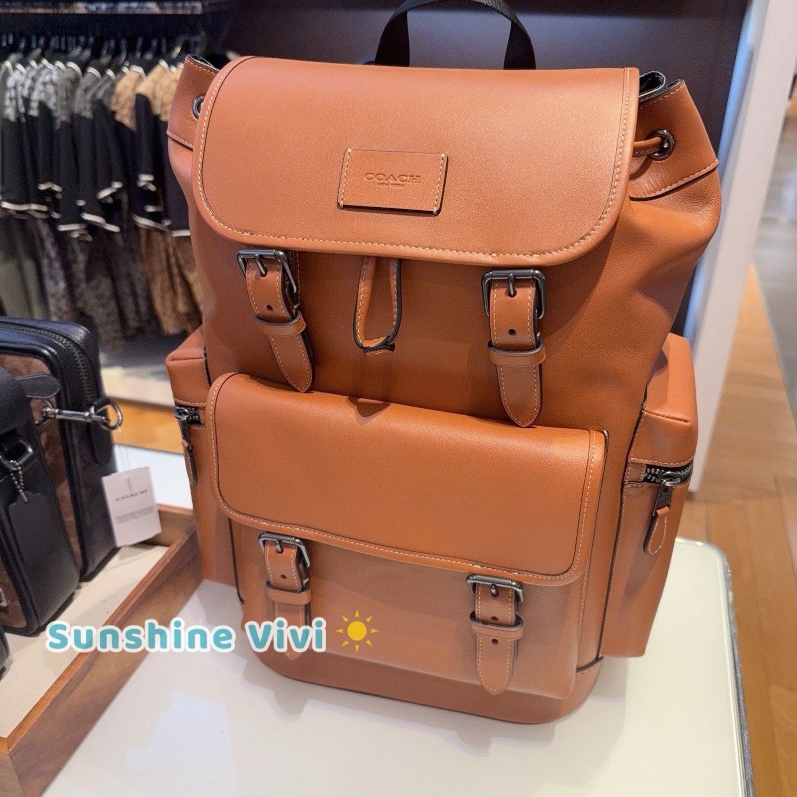 Coach NWT Coach Large Sprint Backpack Leather Gunmetal/Tan CDB61 Size ONE SIZE - 1 Thumbnail