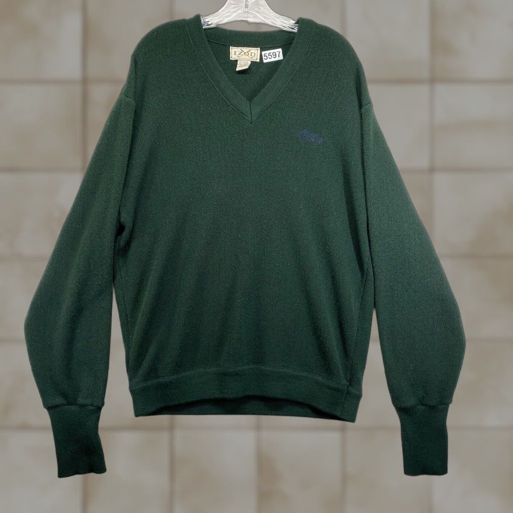Izod VINTAGE Izod Sweater Men Large Green V-Neck Golf Knit Pullover Acrylic Casual Size US L / EU 52-54 / 3 - 1 Thumbnail
