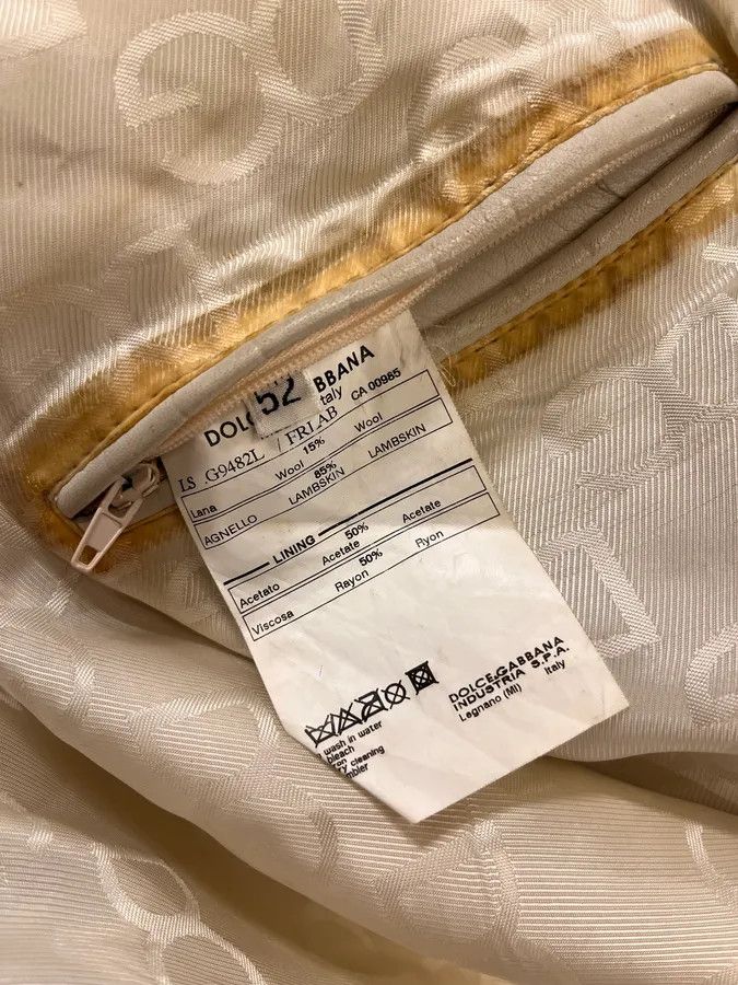 Dolce & Gabbana 2000s Dolce & Gabbana Vertical Cream White Leather Jacket Size US M / EU 48-50 / 2 - 11 Thumbnail