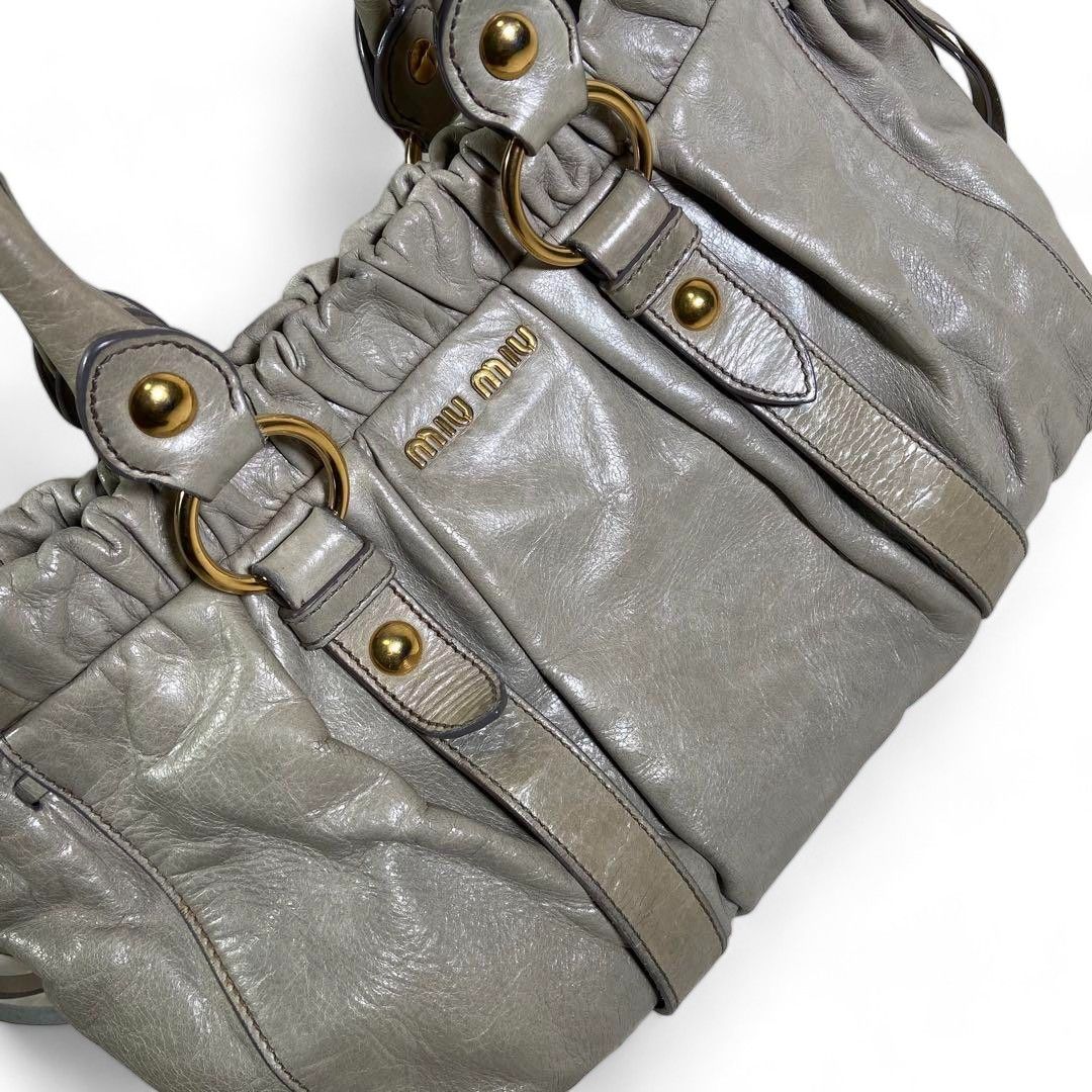 Miu Miu Miu Miu - leather handbag grey 2way shoulder bag Size ONE SIZE - 5 Thumbnail