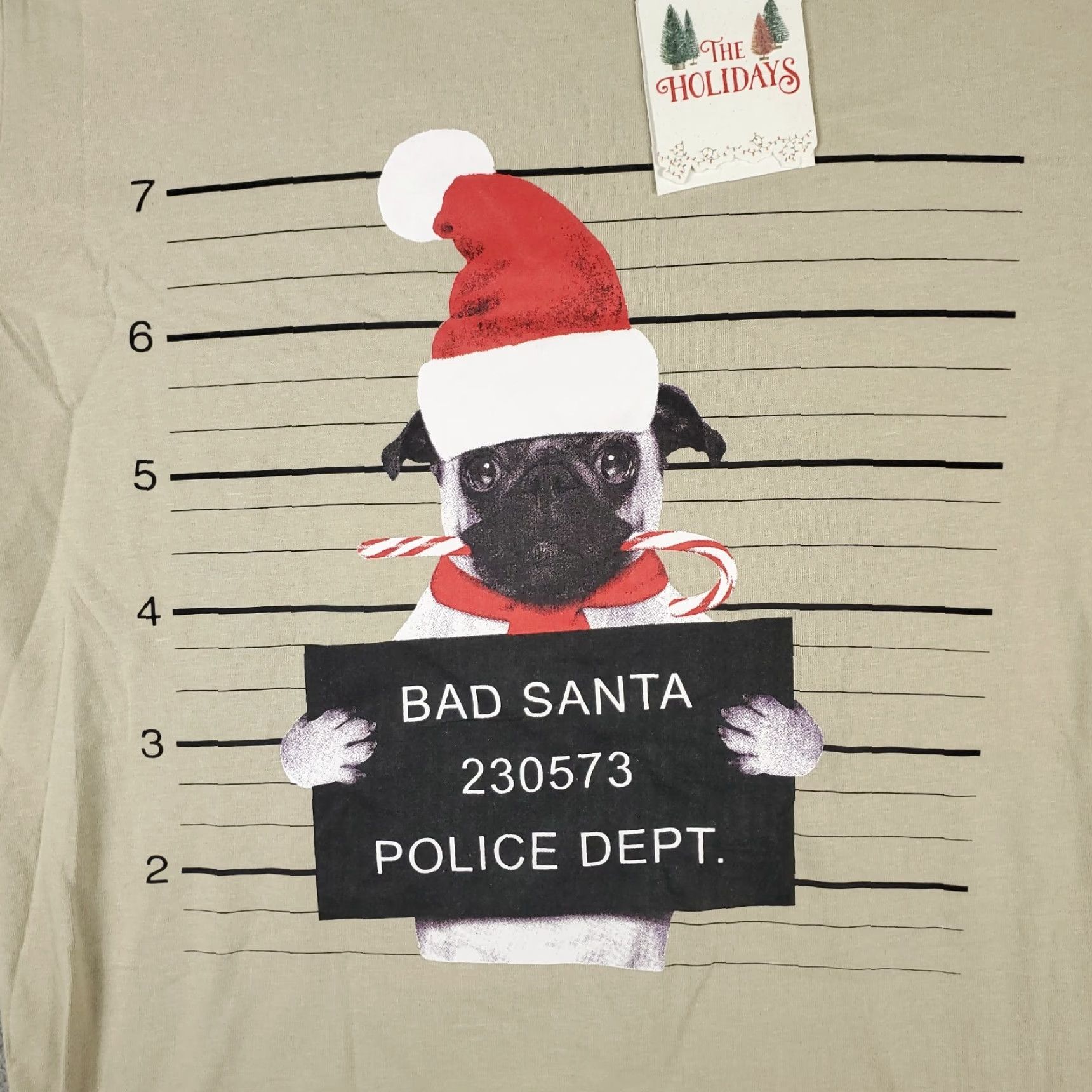 Denime Denim & Flower T-Shirt Unisex Adults Size S Beige Cotton Short Sleeve Crew Neck Graphic Pug Bad Santa Size US S / EU 44-46 / 1 - 3 Thumbnail