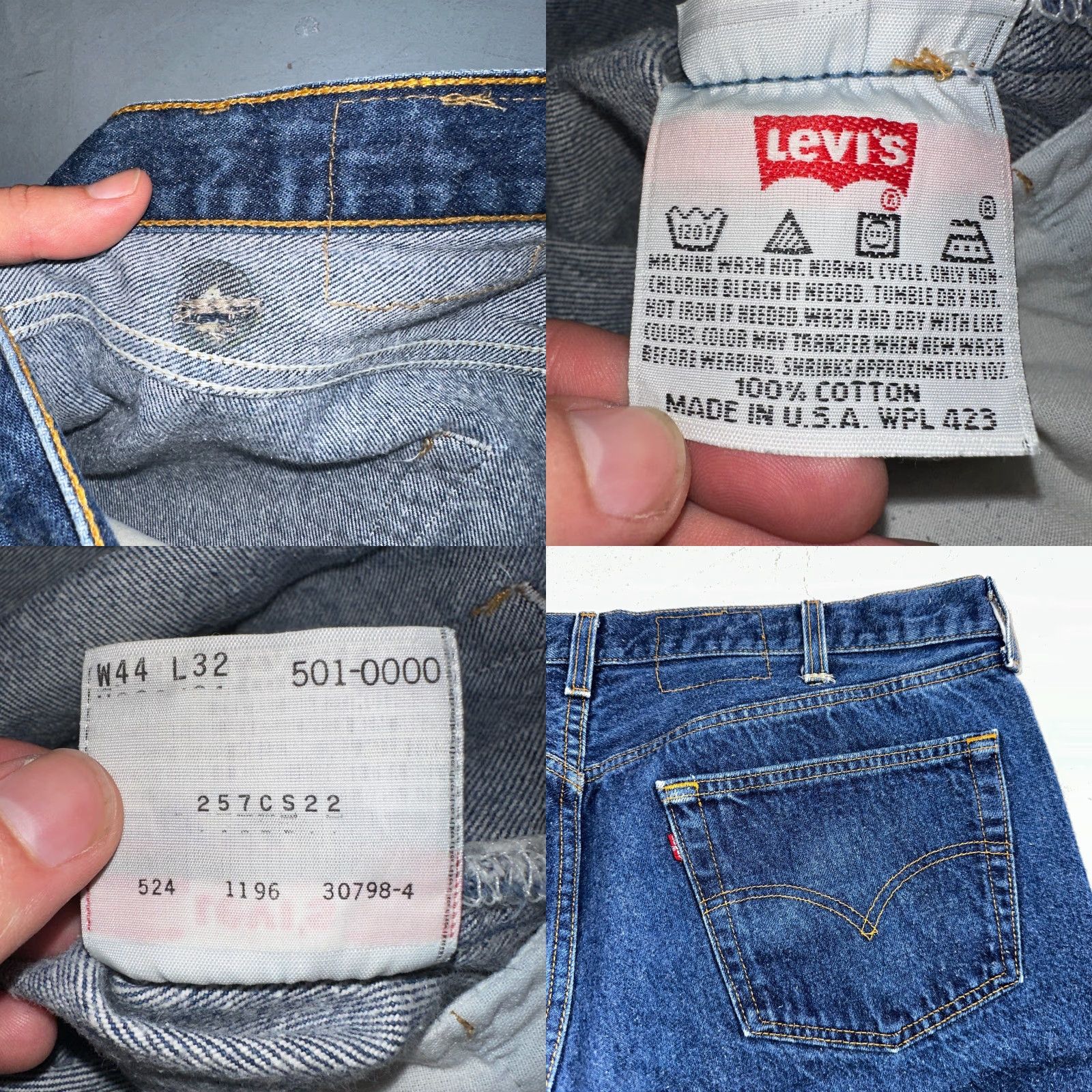 Levi's VINTAGE Levi's 501 Jeans Straight 90s USA Blue Wash Medium 44x32 Leather Button 5-Pocket Mens Denim Cotton Regular 90s Theme Size US 44 / EU 60 - 9 Thumbnail