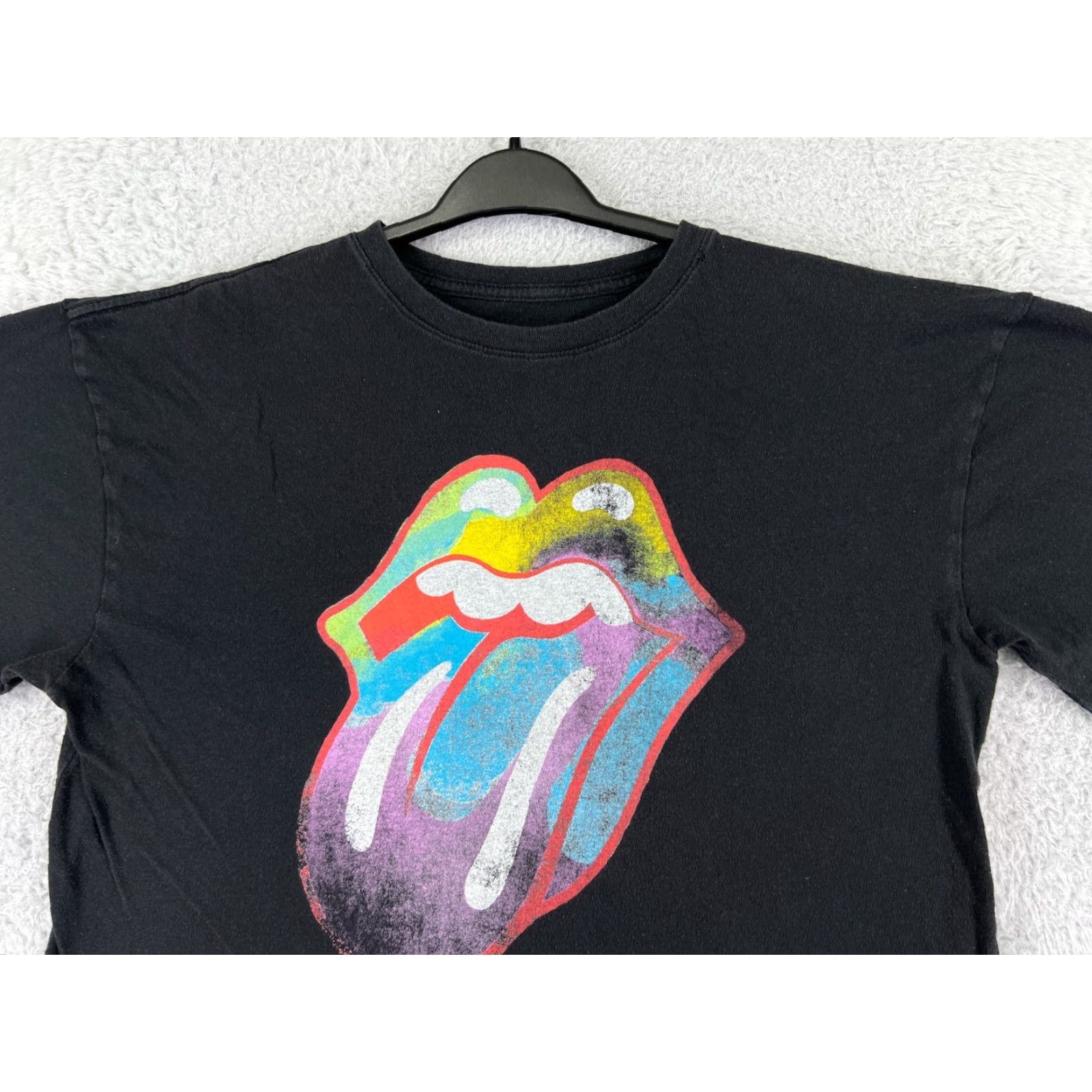 Vintage Rolling Stones Shirt Womens Medium Black Crop Short Sleeve Crew Neck T-Shirt Size M / US 6-8 / IT 42-44 - 4 Thumbnail