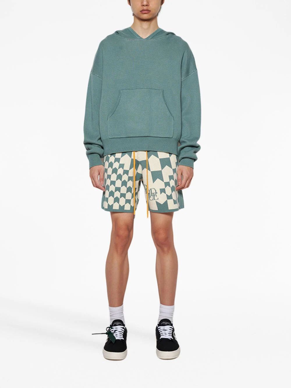 image of Rhude Os11X0124 Knit Racing Shorts In Ivory Sage, Men's (Size 32)
