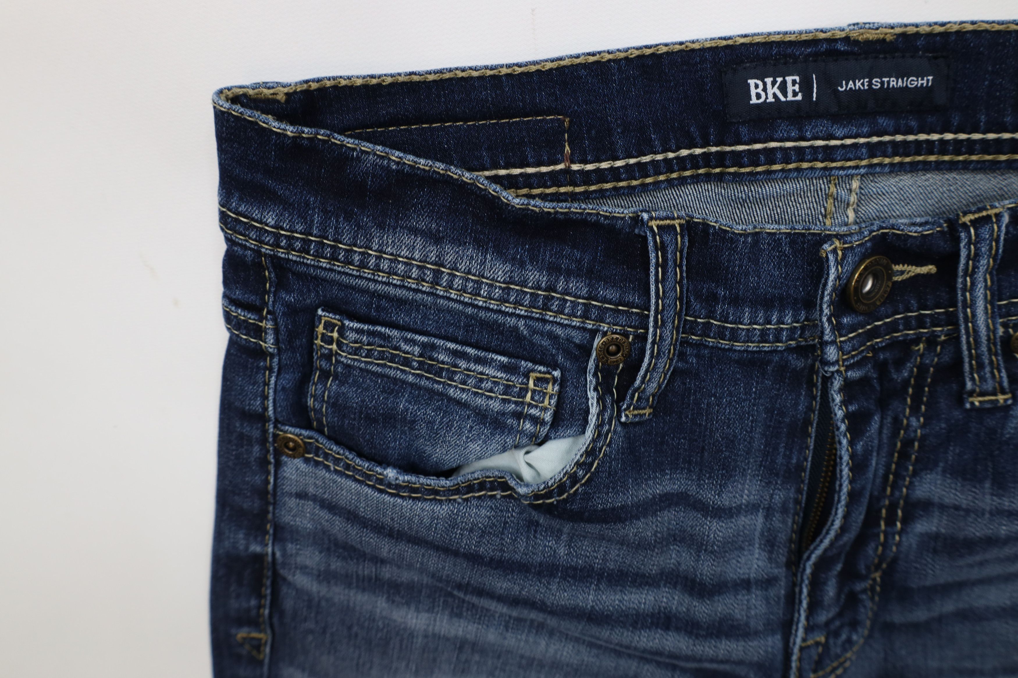 Vintage Buckle BKE Thick Stitch Jake Straight Leg Denim Jeans Size US 30 / EU 46 - 7 Thumbnail