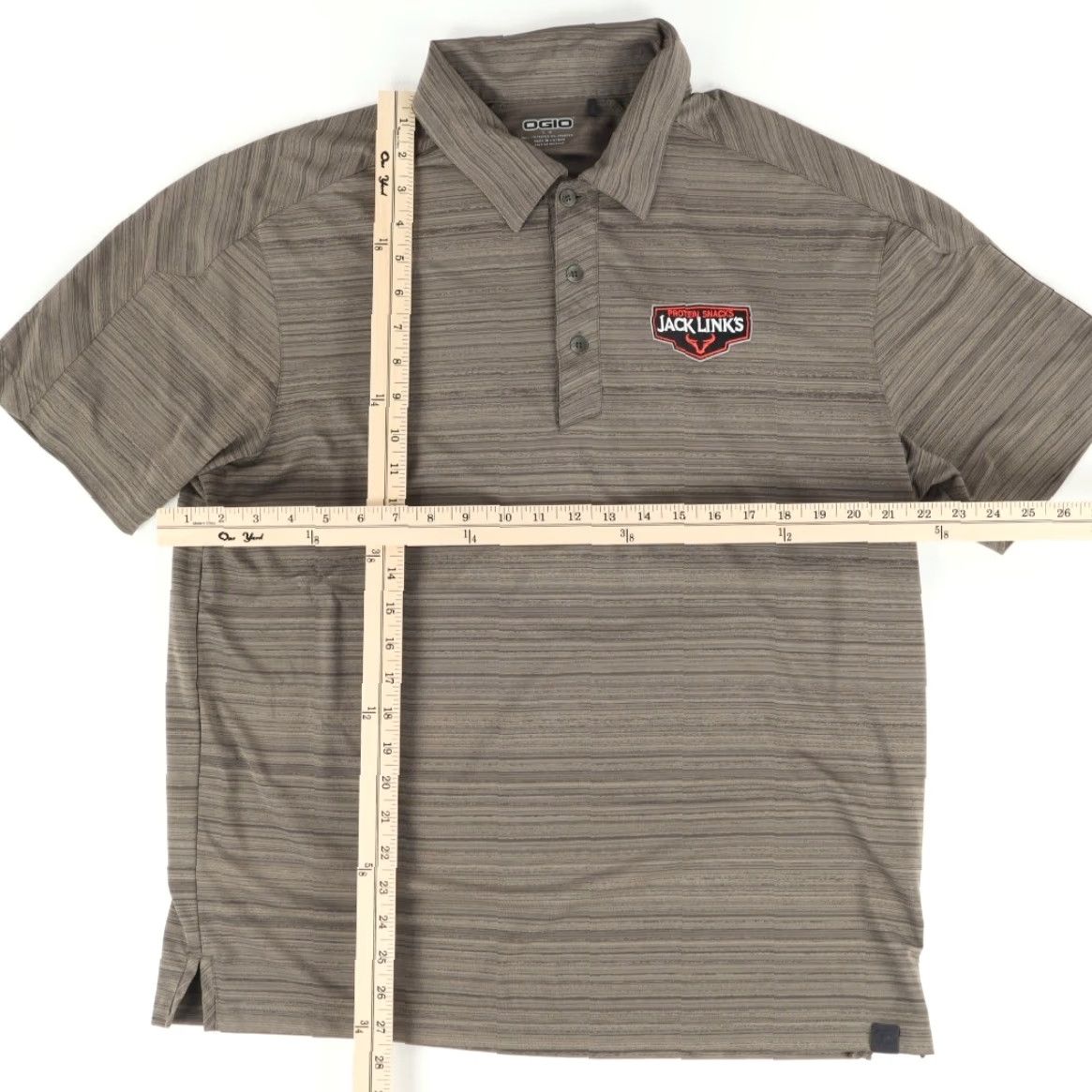 Vintage Ogio Jack Links Jerky Stretch Polyester Striped Polo Shirt Brown Men's L Size US L / EU 52-54 / 3 - 3 Thumbnail