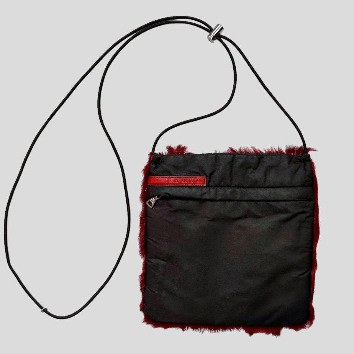 image of Prada Sport 1999 Goat Fur Reversible Crossbody Bag in Black, Men's