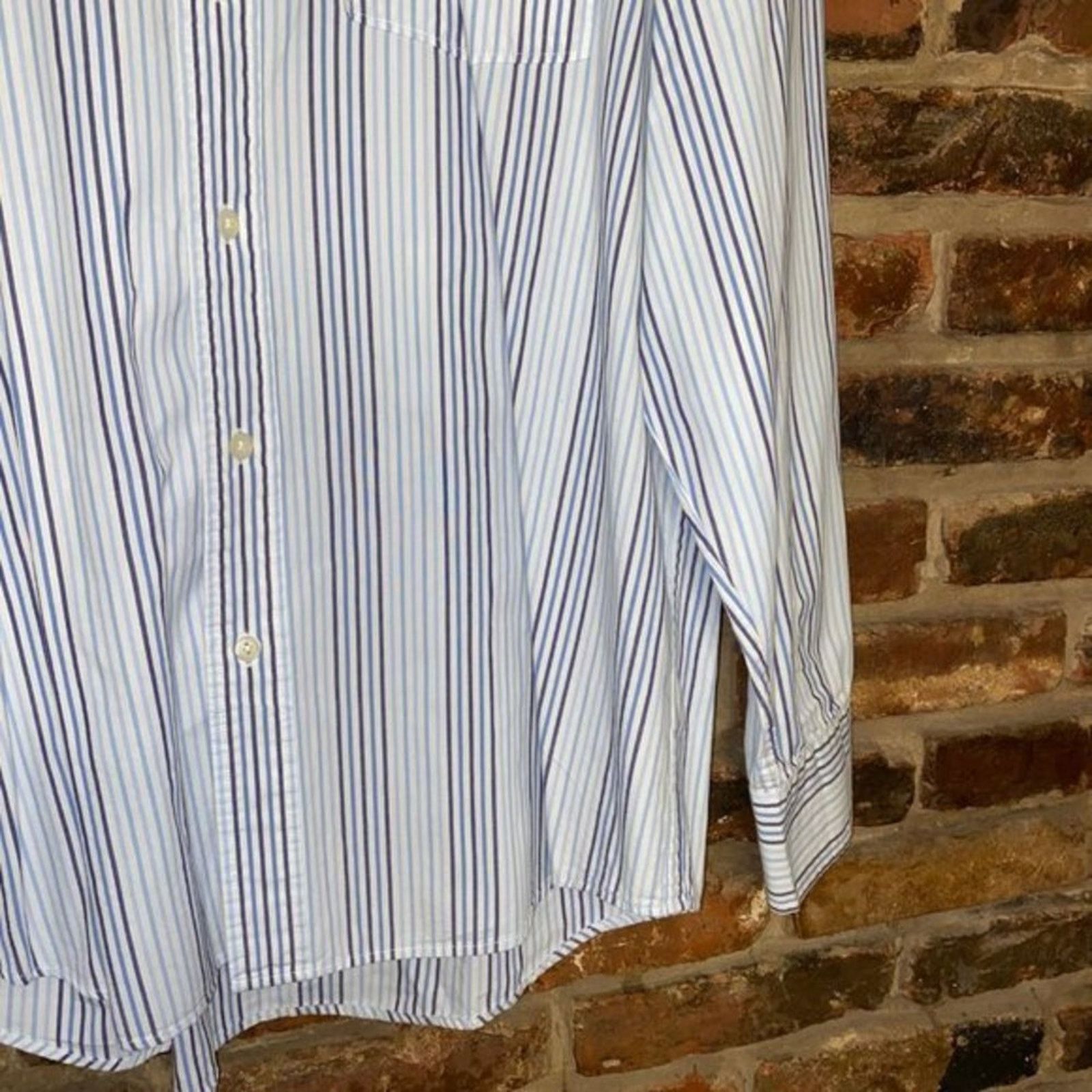 Sonoma Sonoma White Blue Stripe Long Sleeve Button Down Shirt Large Size US L / EU 52-54 / 3 - 6 Thumbnail