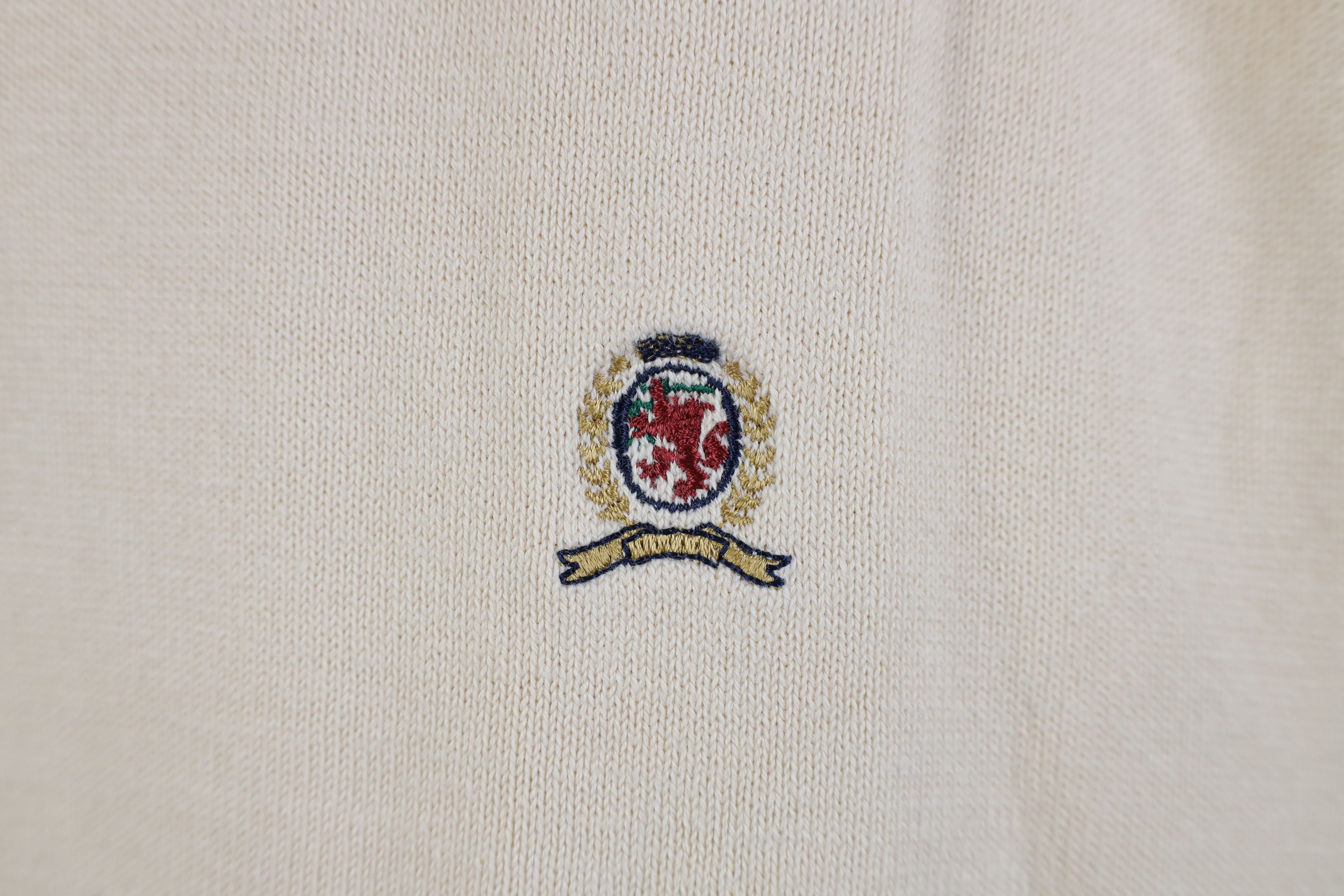 Tommy Hilfiger Vintage 90s Tommy Hilfiger Knit V-Neck Sweater Vest Beige Size US XL / EU 56 / 4 - 4 Thumbnail